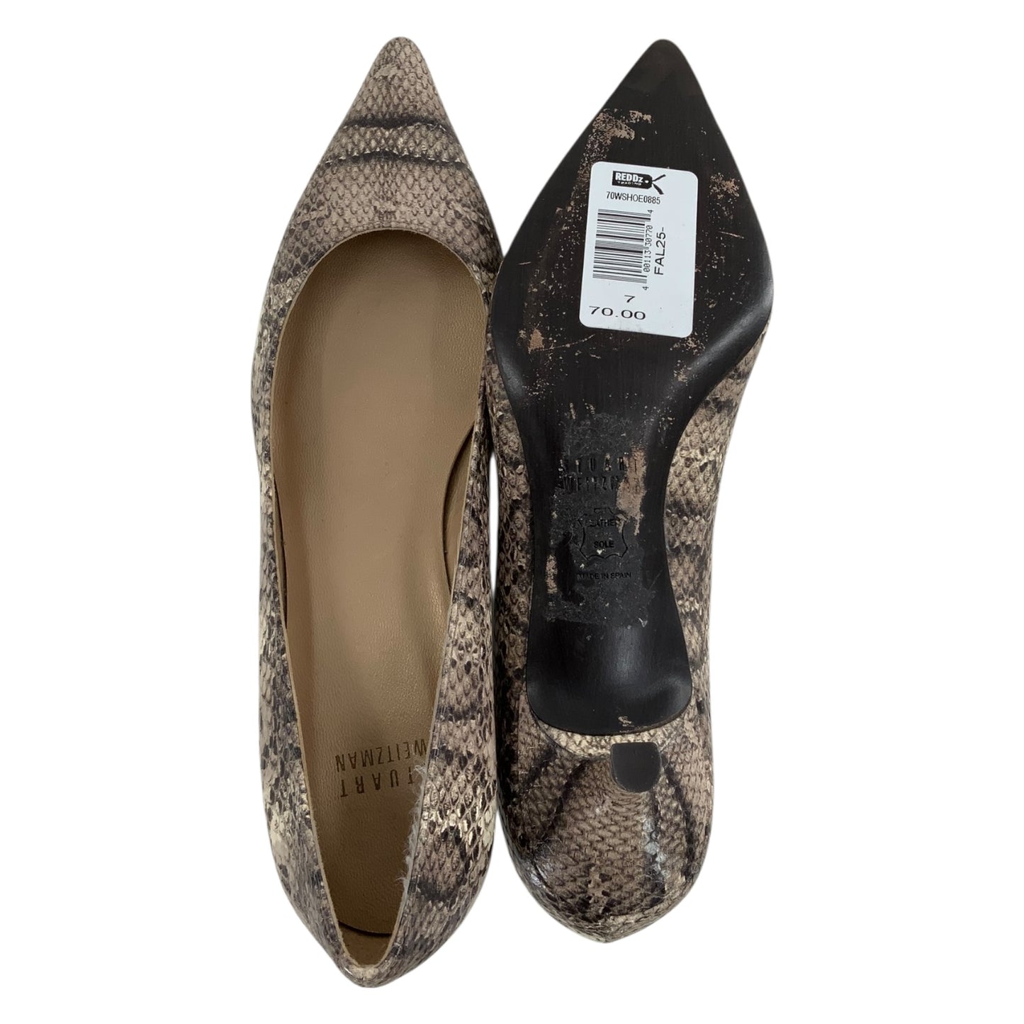 Stuart Weitzman Eva Embossed Kitten Heels
