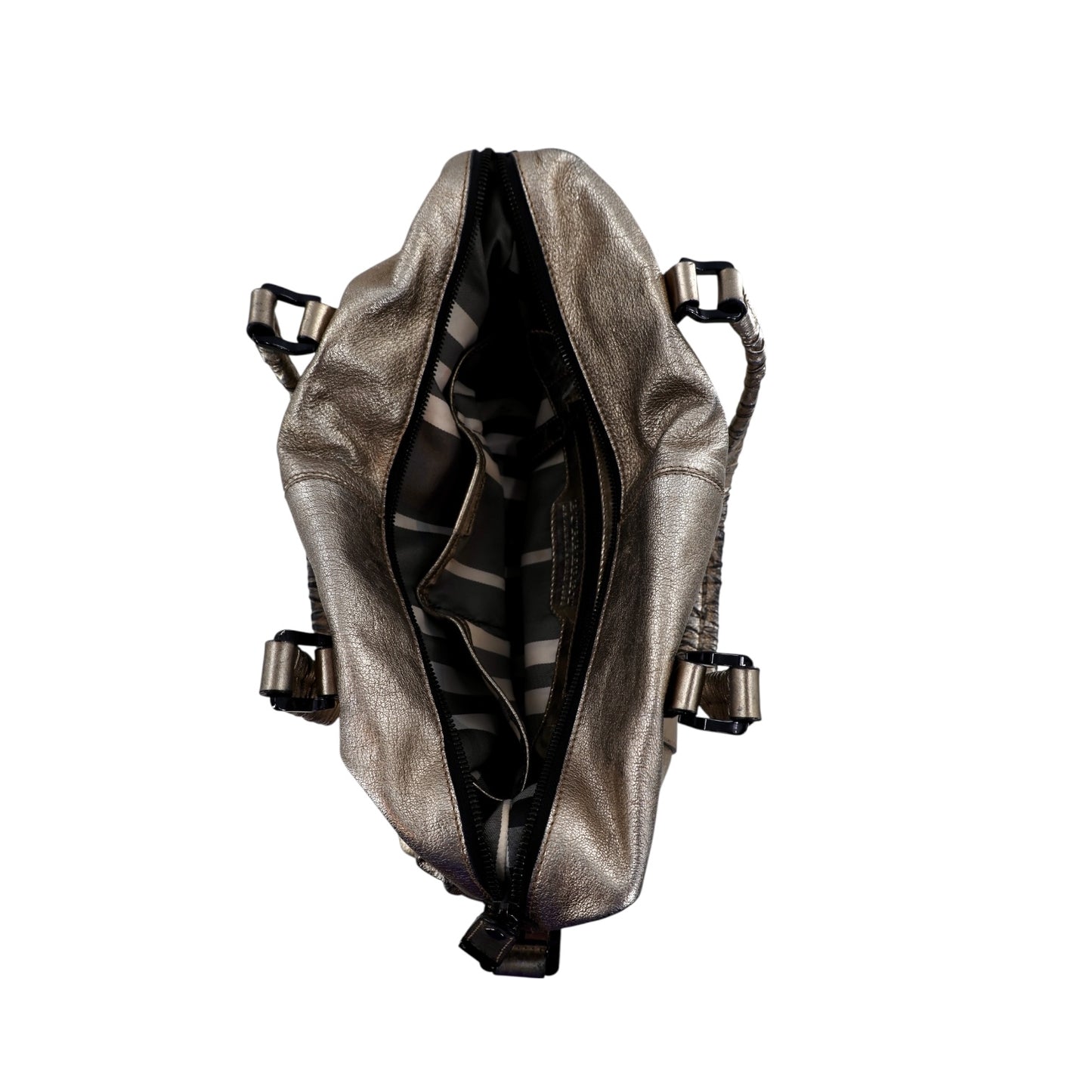 Burberry Metallic Gold Leather Curzon Shoulder Bag