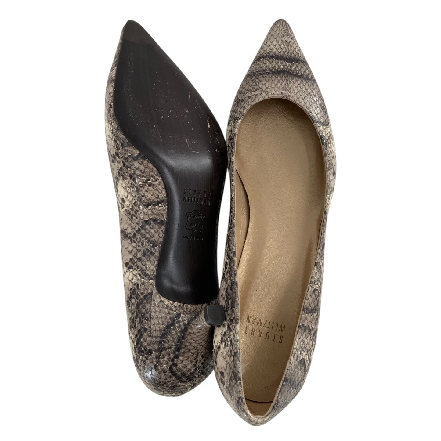 Stuart Weitzman Eva Embossed Kitten Heels