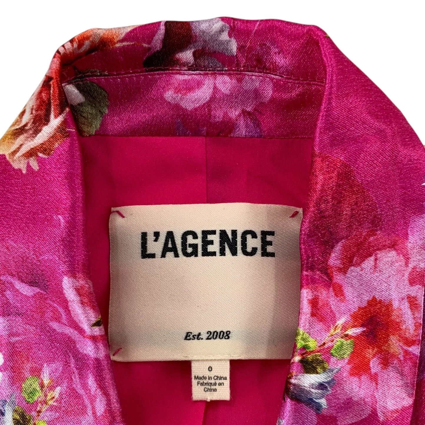 L'Agence Colin Floral Satin Cabaret Pink Blazer