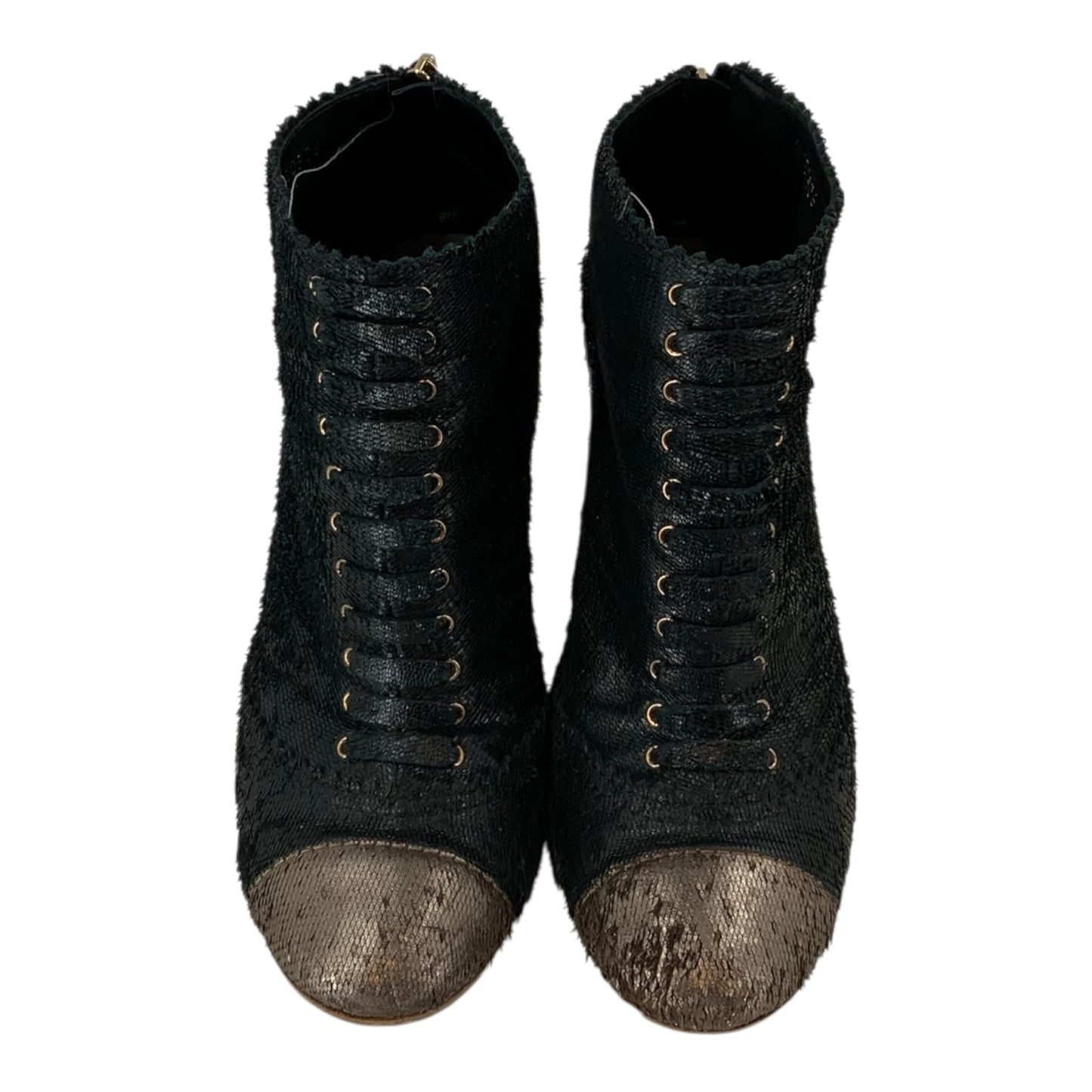 Chanel Fantasy Short Boot Heels Black & Gold