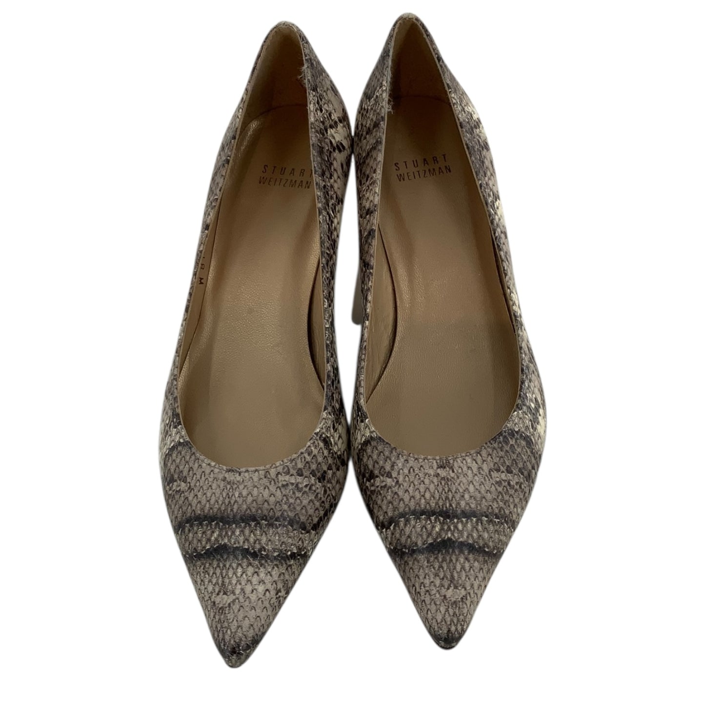 Stuart Weitzman Eva Embossed Kitten Heels