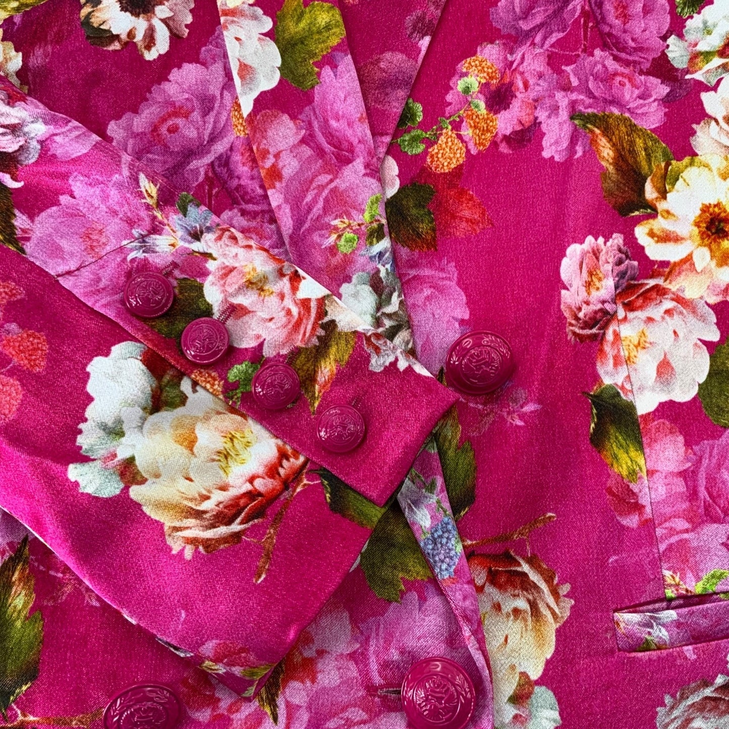 L'Agence Colin Floral Satin Cabaret Pink Blazer