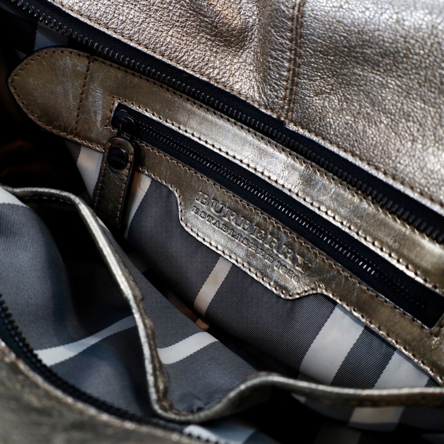 Burberry Metallic Gold Leather Curzon Shoulder Bag