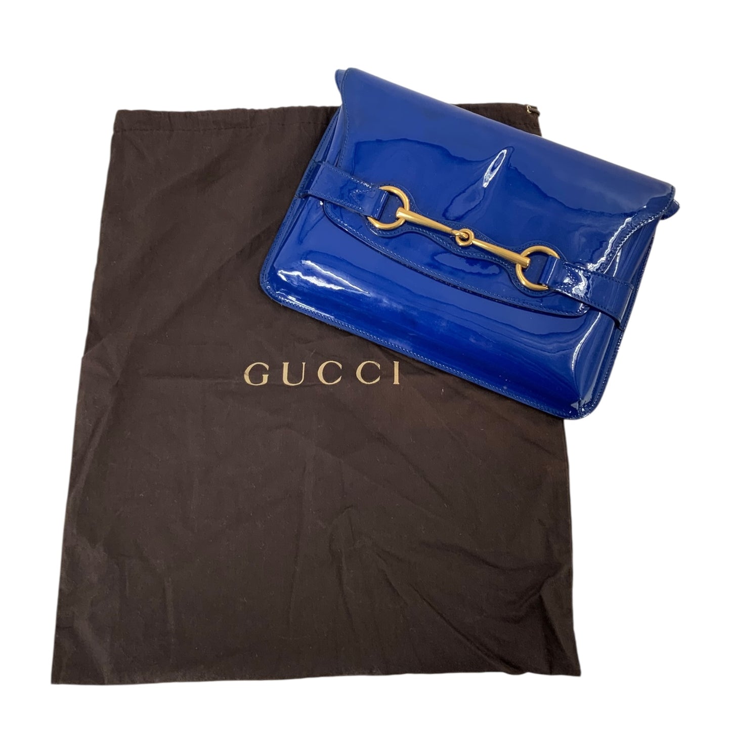 Gucci Blue Patent Leather Bright Bit Crossbody Bag