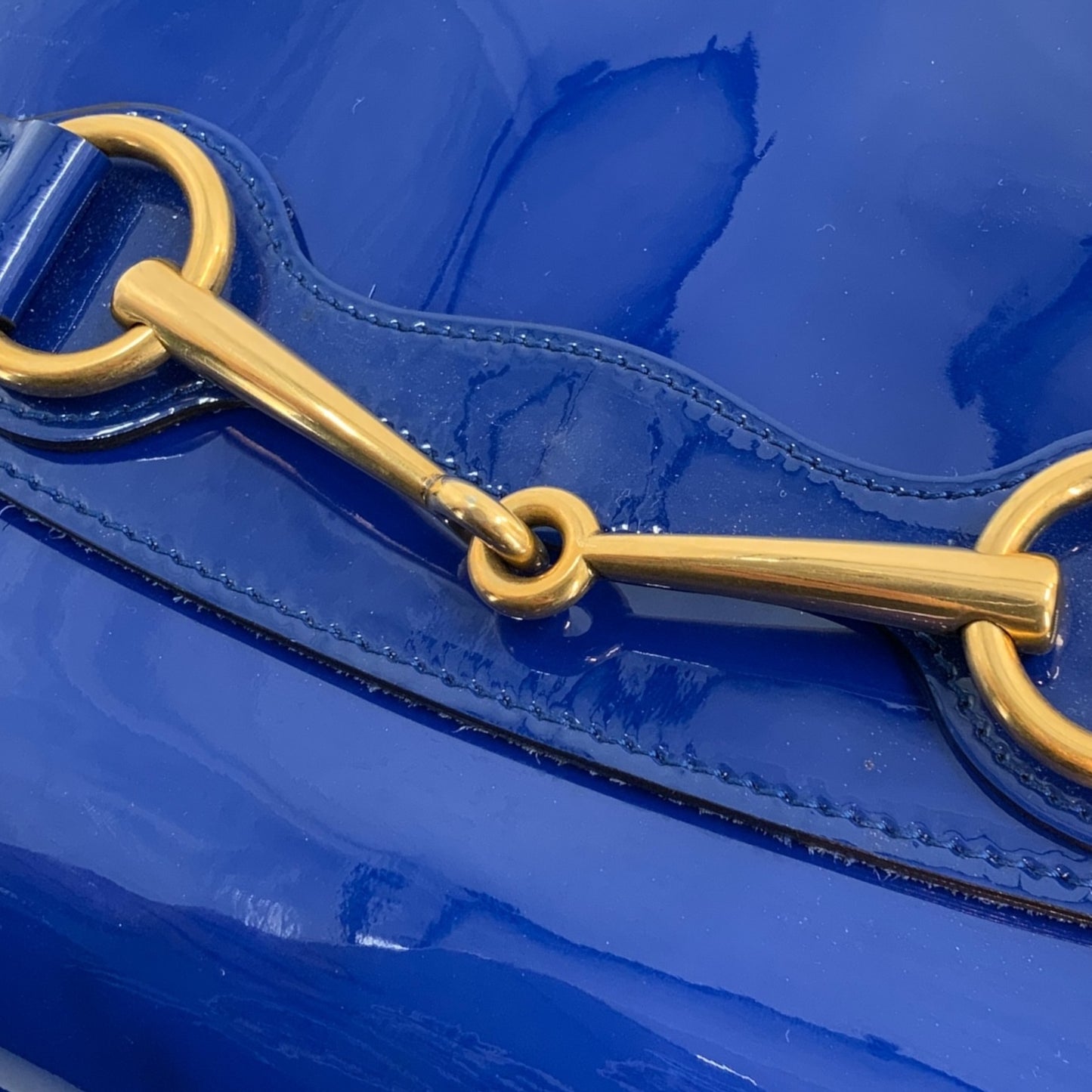 Gucci Blue Patent Leather Bright Bit Crossbody Bag
