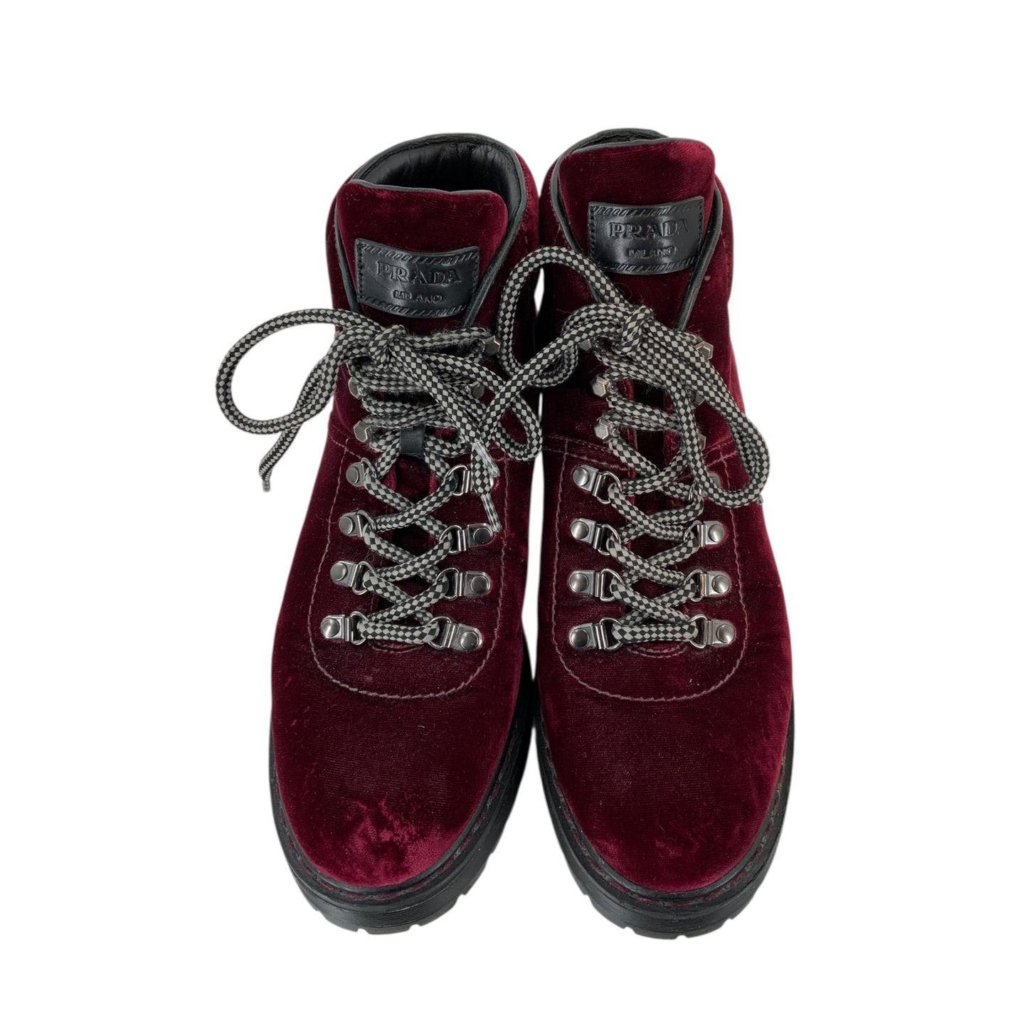 Prada Velvet Hiking Boots