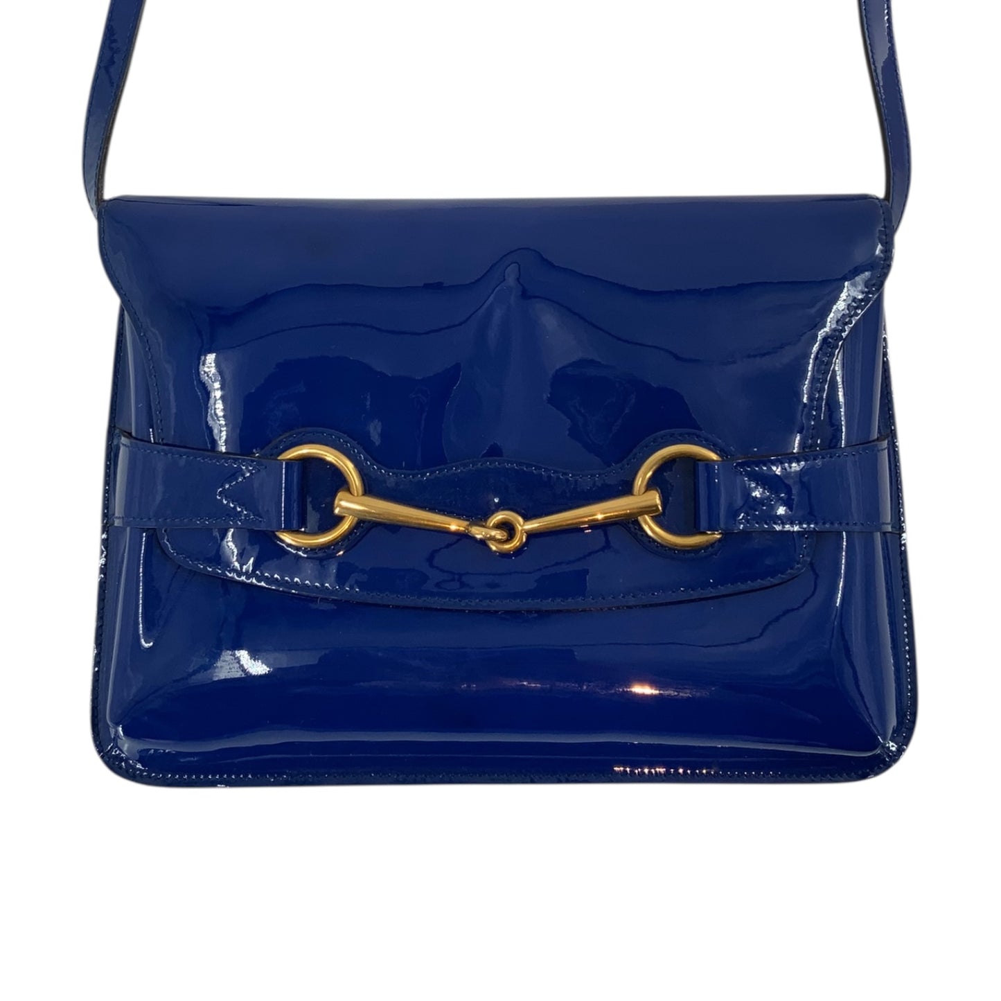 Gucci Blue Patent Leather Bright Bit Crossbody Bag