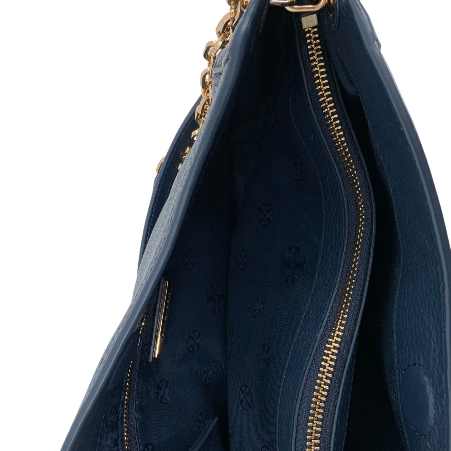 Tory Burch Blue Leather McGraw Slouchy Tote