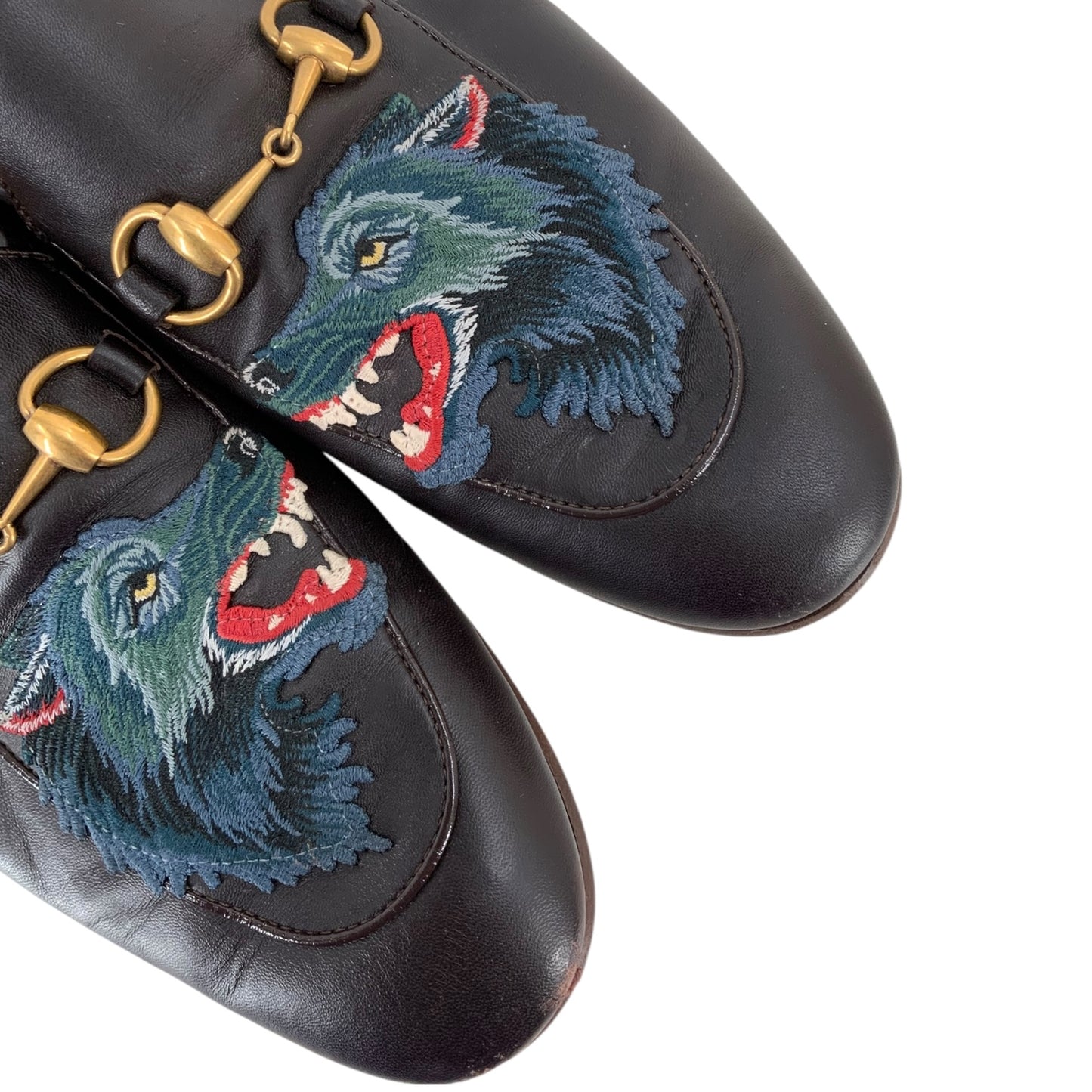 Gucci Horsebit and Embroidered Patch Detail Loafers