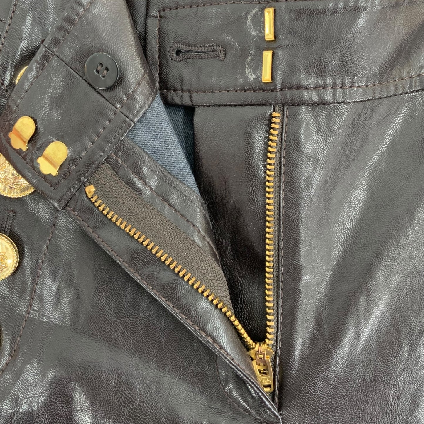 Derek Lam IO Crosby Leather Gold Button Detail Pants