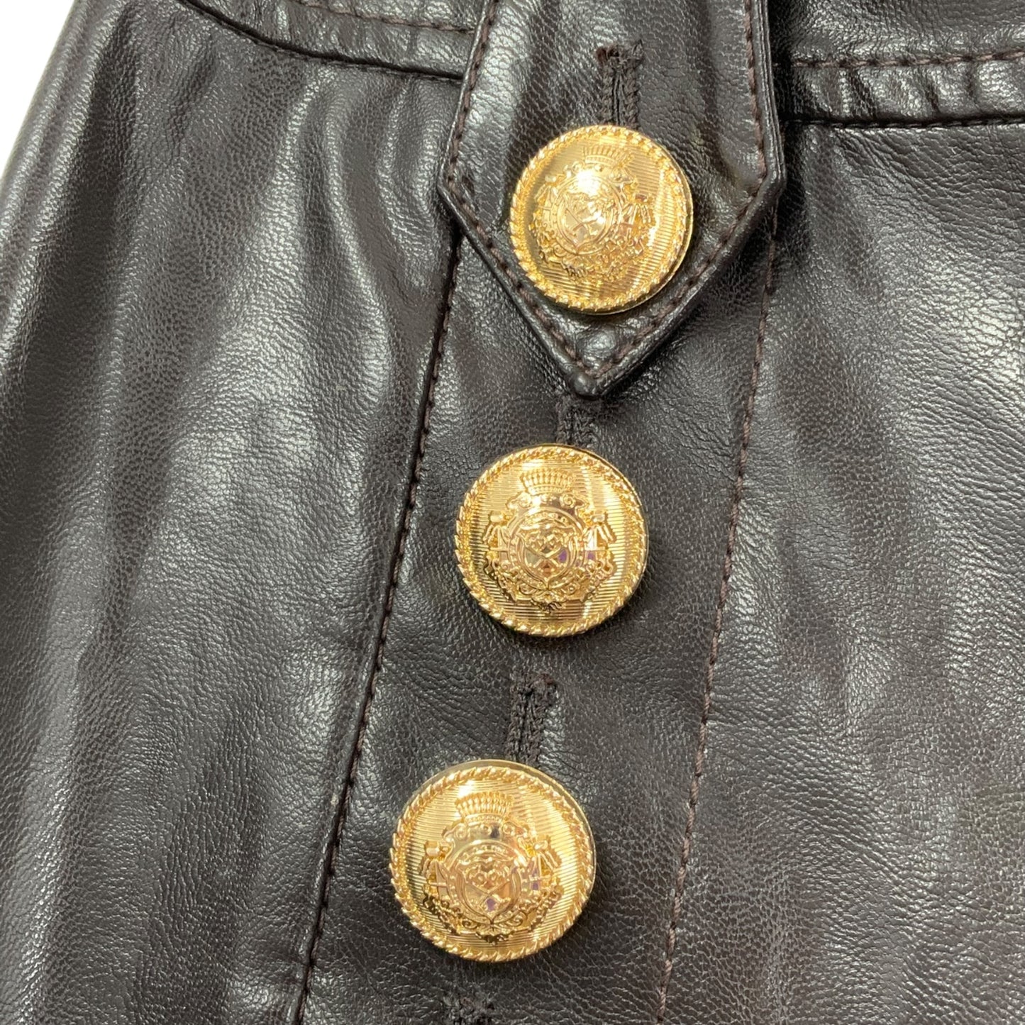 Derek Lam IO Crosby Leather Gold Button Detail Pants