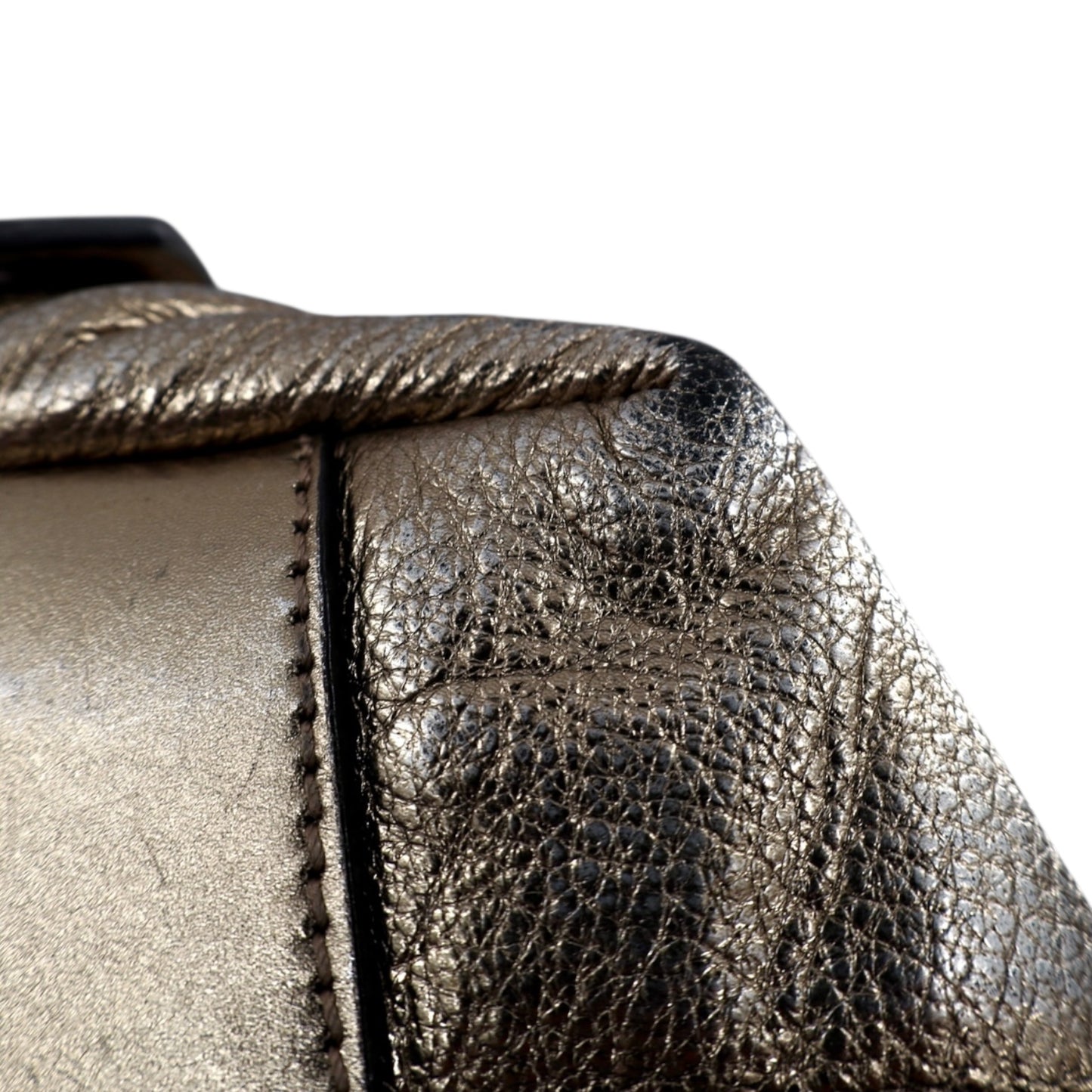 Burberry Metallic Gold Leather Curzon Shoulder Bag