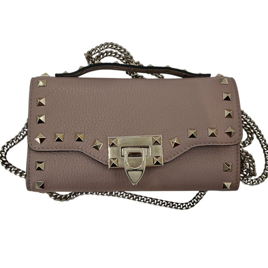Valentino Garavani Rockstud Grainy Calfskin Wallet on Chain