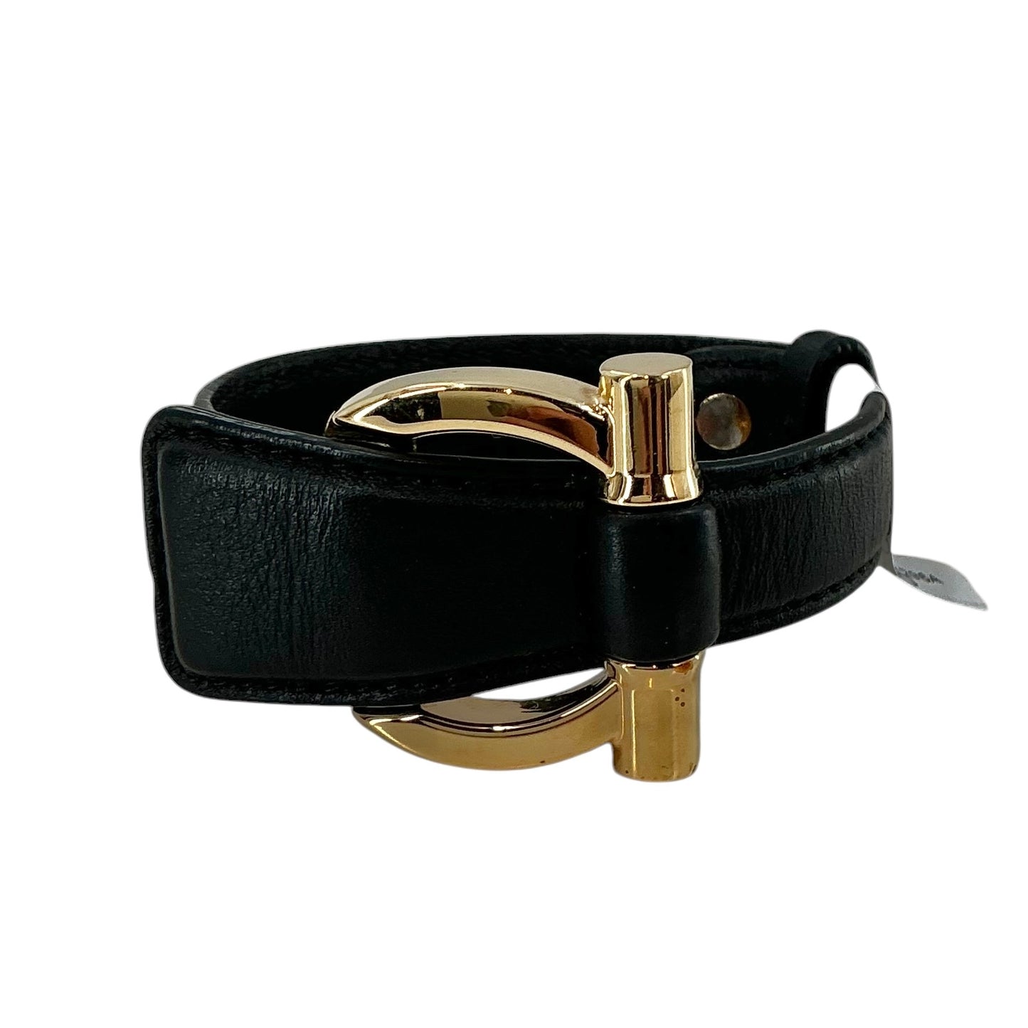 Ferragamo Black Gancini Leather Bracelet