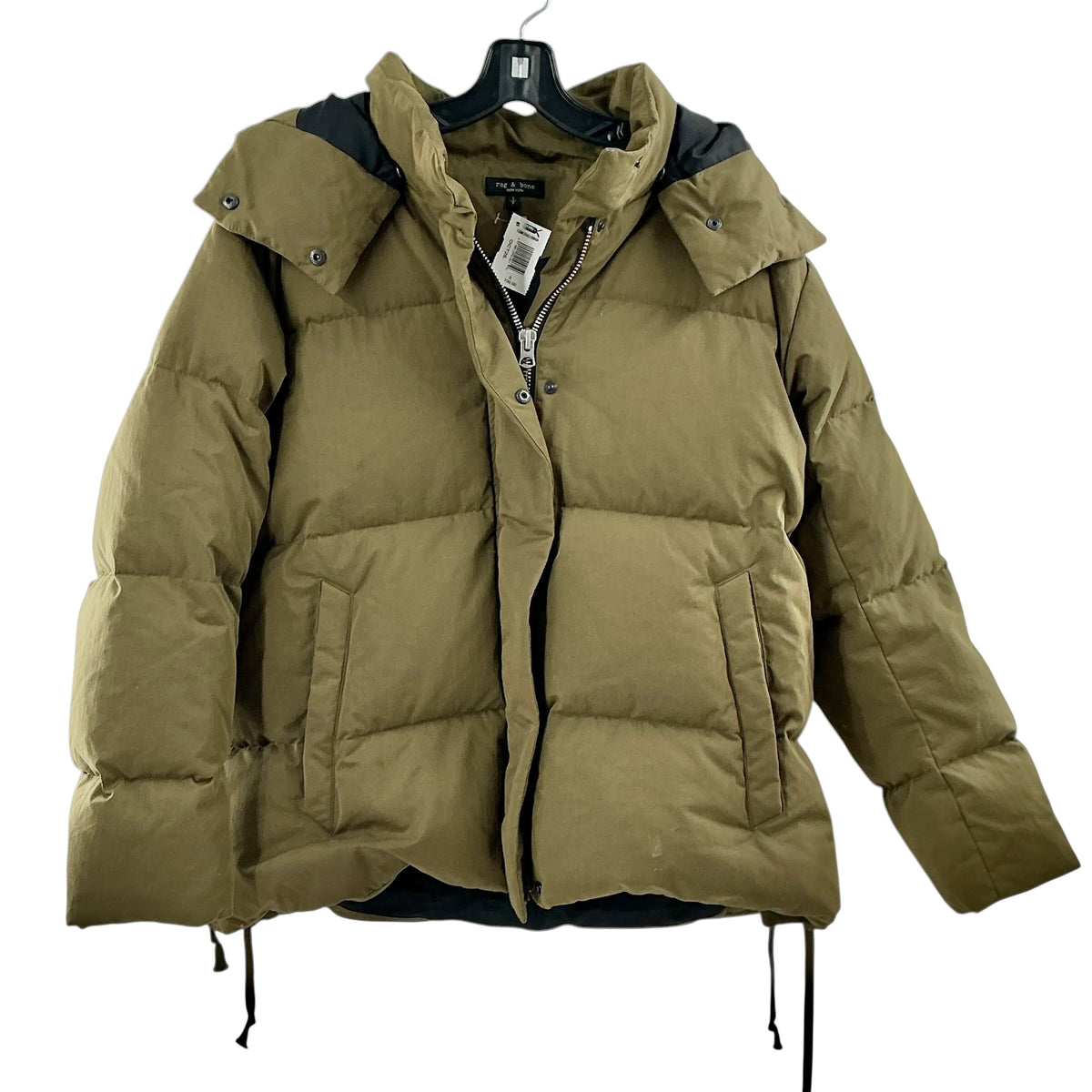 rag & bone Olive Green Down Puffer Jacket Coat Hooded