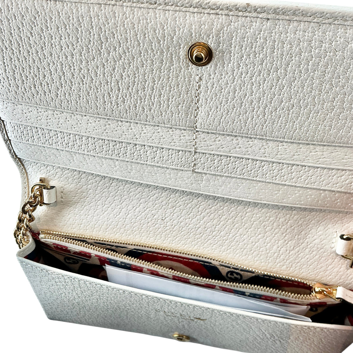 Gucci x Adidas Wallet on Chain (WOC) – Black/Off-White Textured Leather Crossbody Clutch