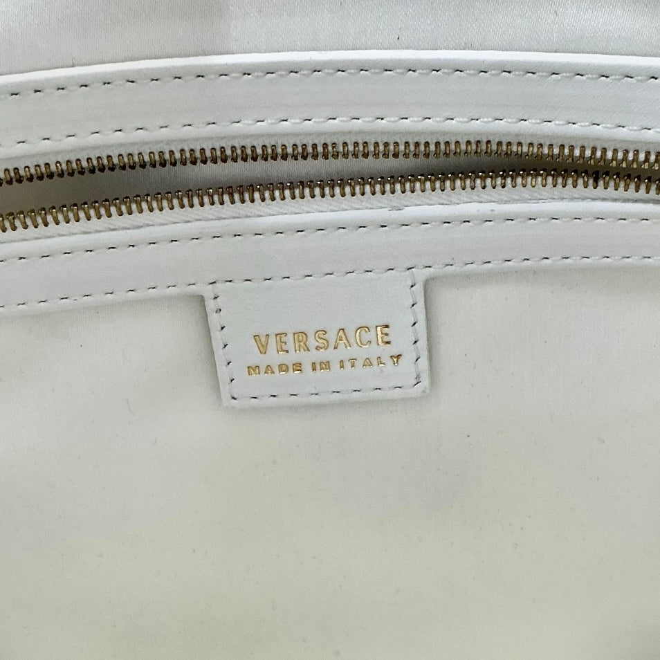 Versace White Leather Rings Hobo Bag