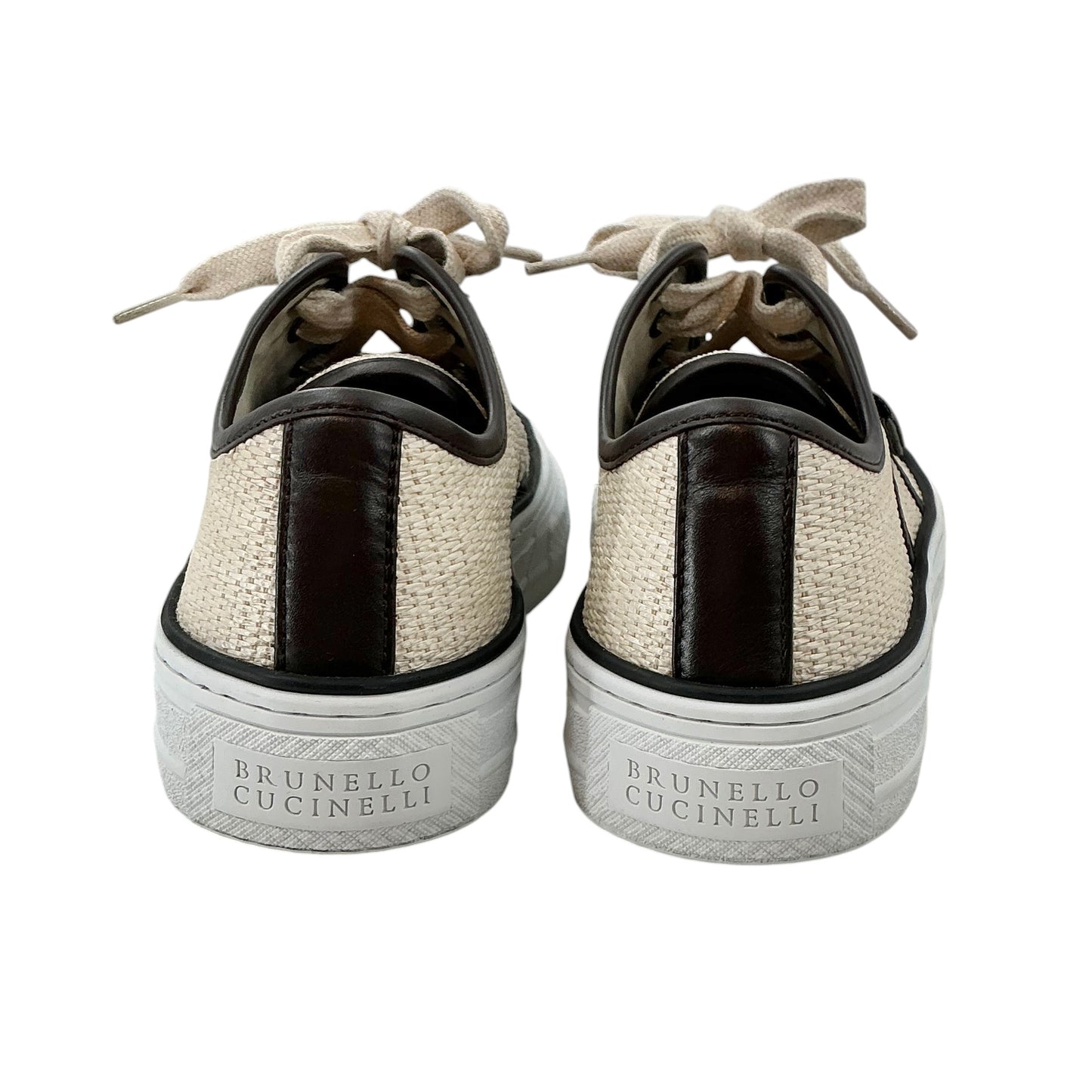 Brunello Cucinelli Techno Raffia & Leather Low-Top Sneakers