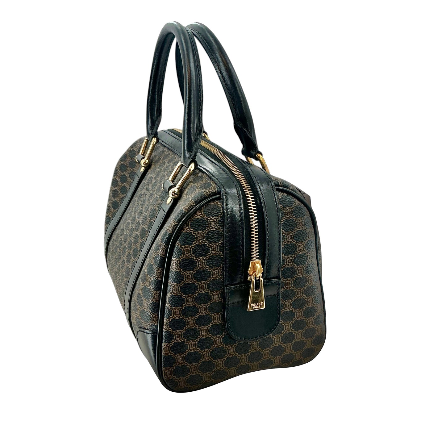 Celine Black Macadam Triomphe Mini Boston Bag