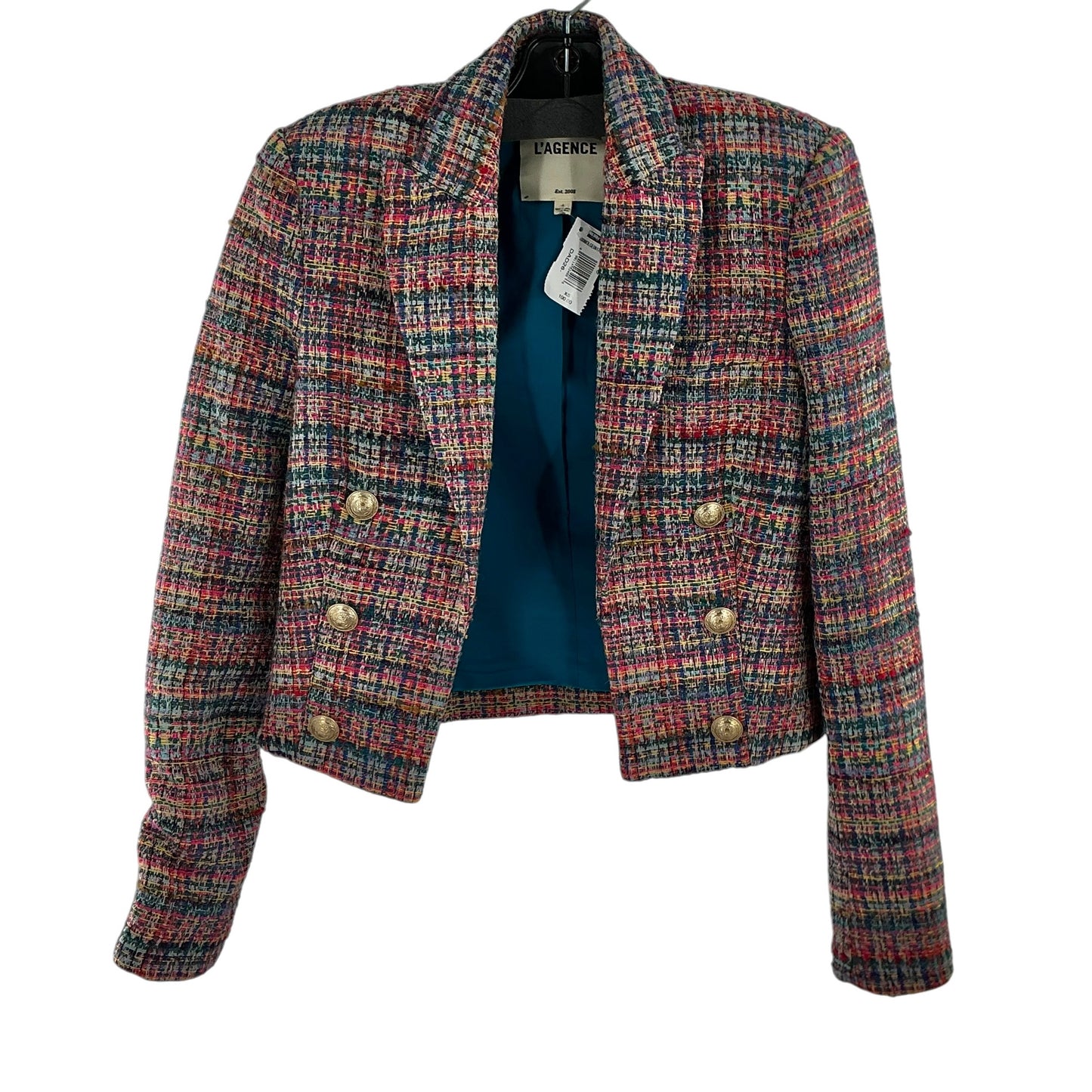 L'AGENCE Inez Cropped Multicolor Tweed Blazer