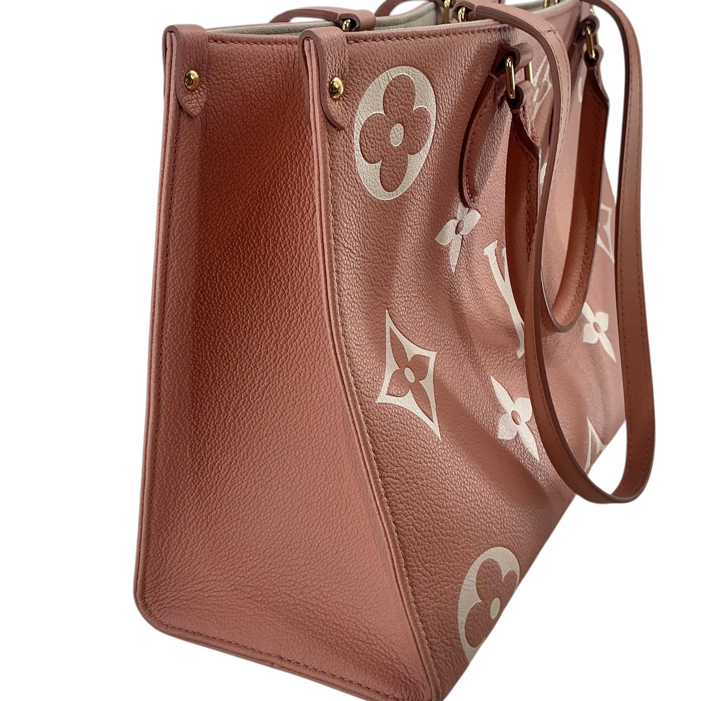 Louis Vuitton Monogram Empreinte Giant OnTheGo MM Rose Trianon Crème Tote Bag