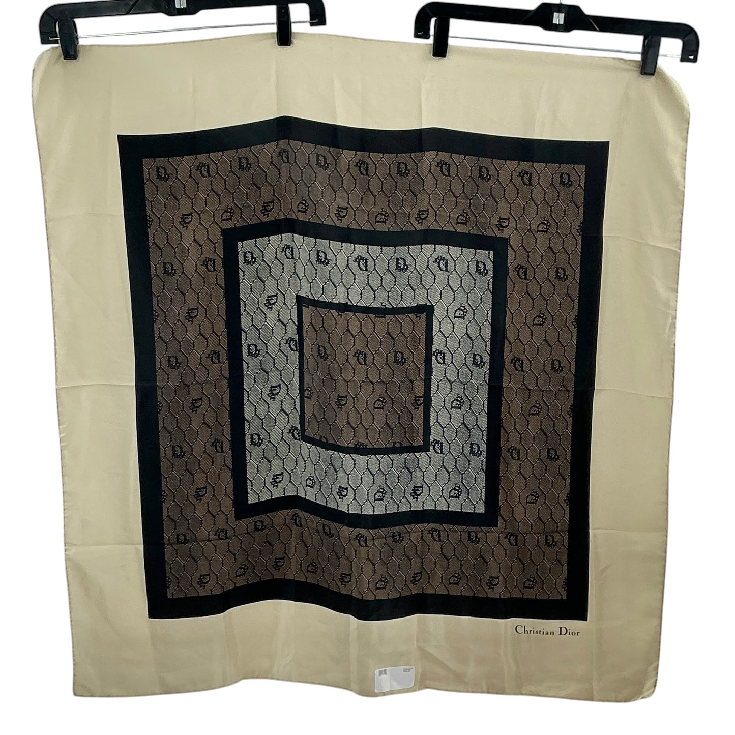 Vintage Christian Dior Silk Monogram Geometric Honeycomb Square Scarf