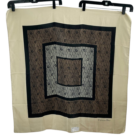 Christian Dior Vintage Silk Monogram Geometric Honeycomb Square Scarf