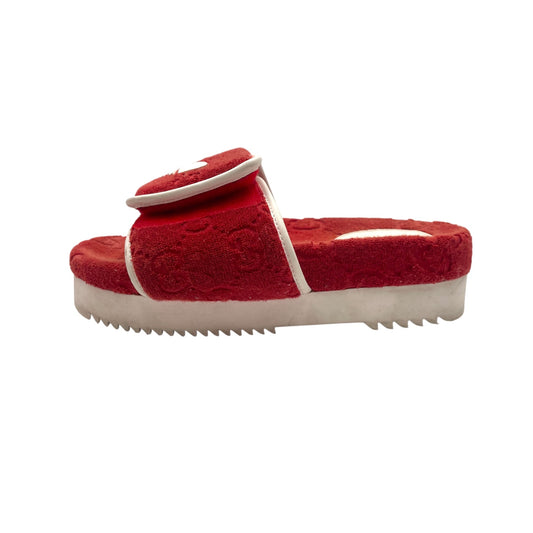 Gucci X Adidas Red Cotton Sponge Slides