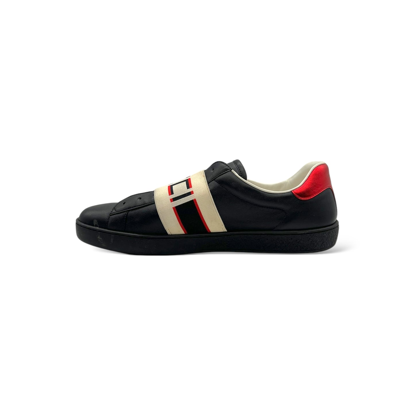 Gucci Men's Black Ace Calf-skin Leather Casual Sneakers