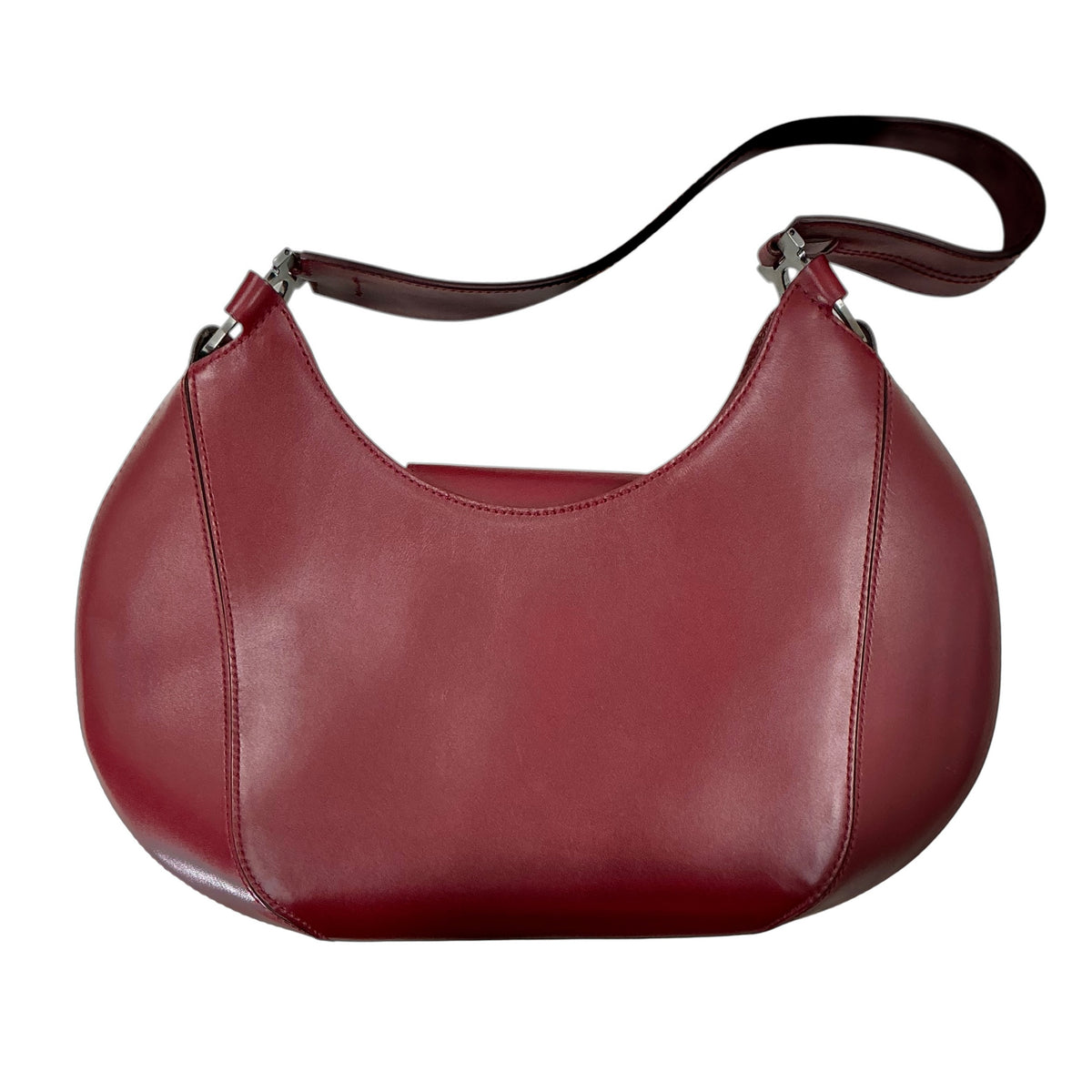 FERRAGAMO Burgundy Smooth Leather Crescent Hobo Shoulder Bag