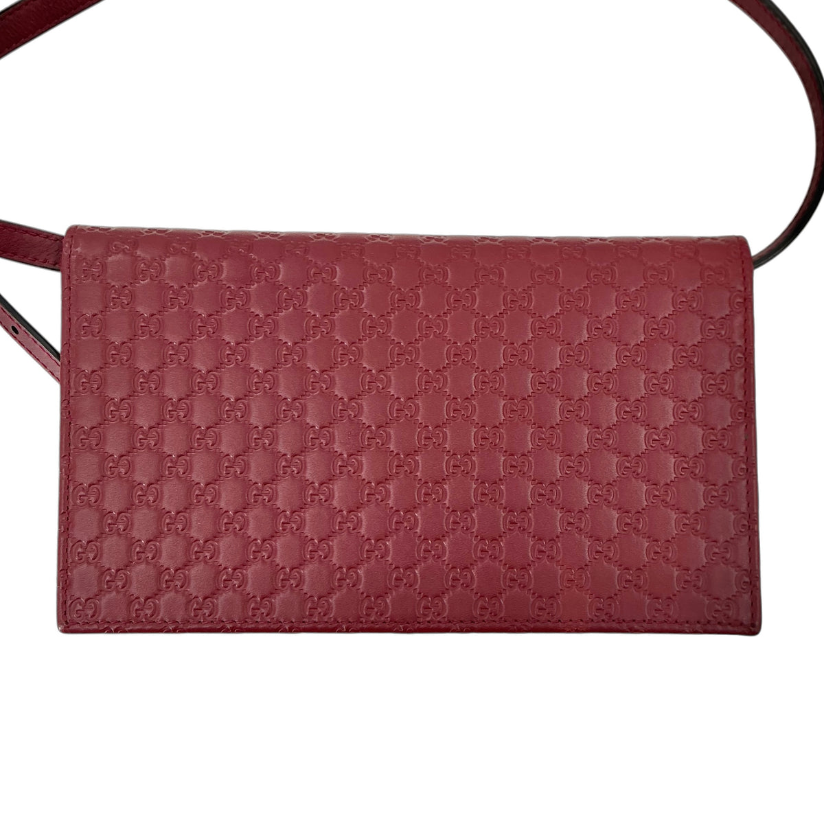 Gucci Microguccissima Crossbody Wallet on Chain - Red Leather