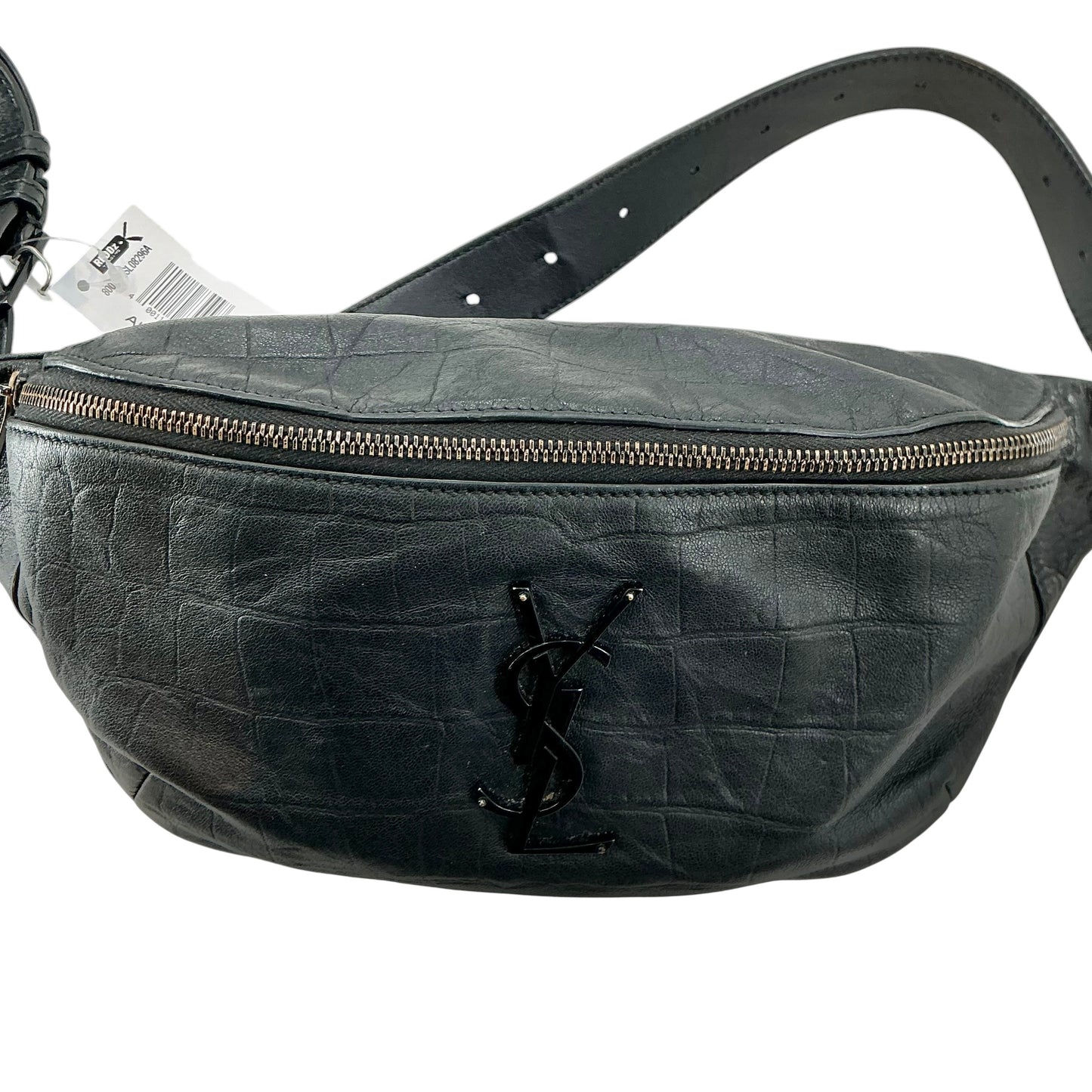 Saint Laurent (YSL) Classic Monogram Crocodile-Embossed Leather Belt Bag – Matte Black