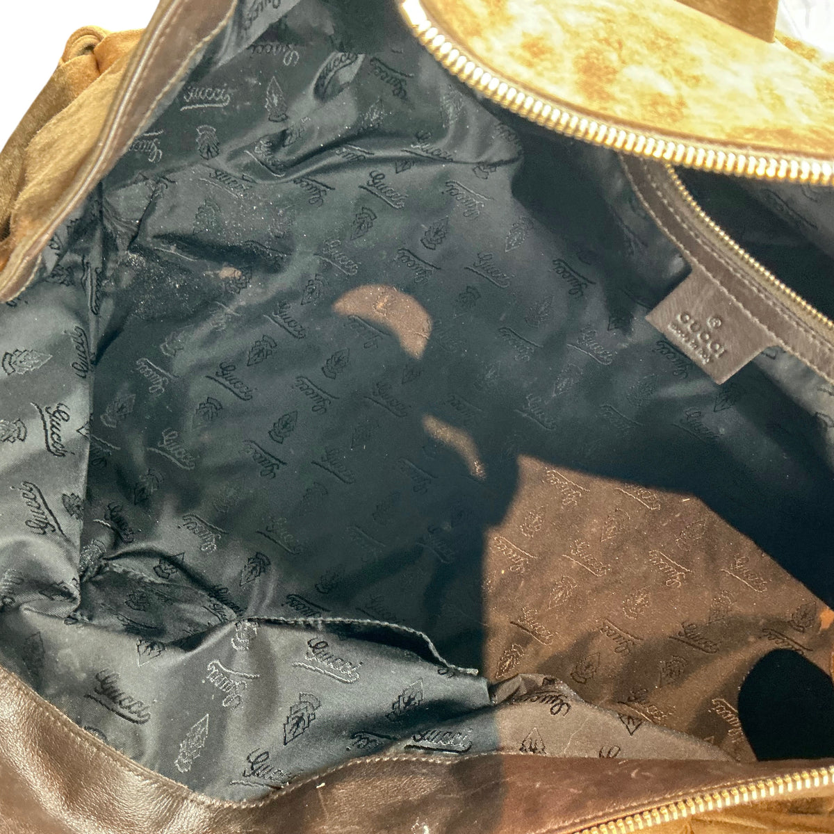 Gucci Vintage Brown Suede Hysteria Top Handle Satchel Bag