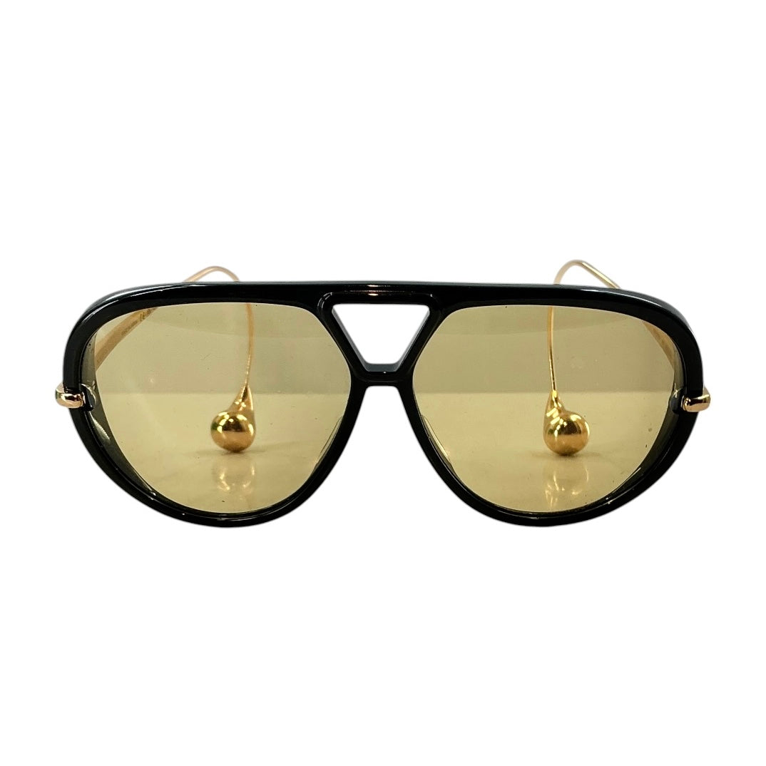 Bottega Veneta Black & Gold Drop Aviator Sunglasses