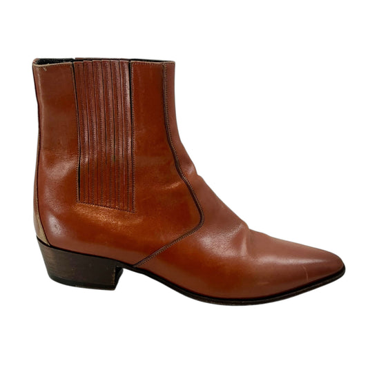 CELINE by Hedi Slimane Jacno Calfskin Leather Chelsea Boots Brown / Caramel
