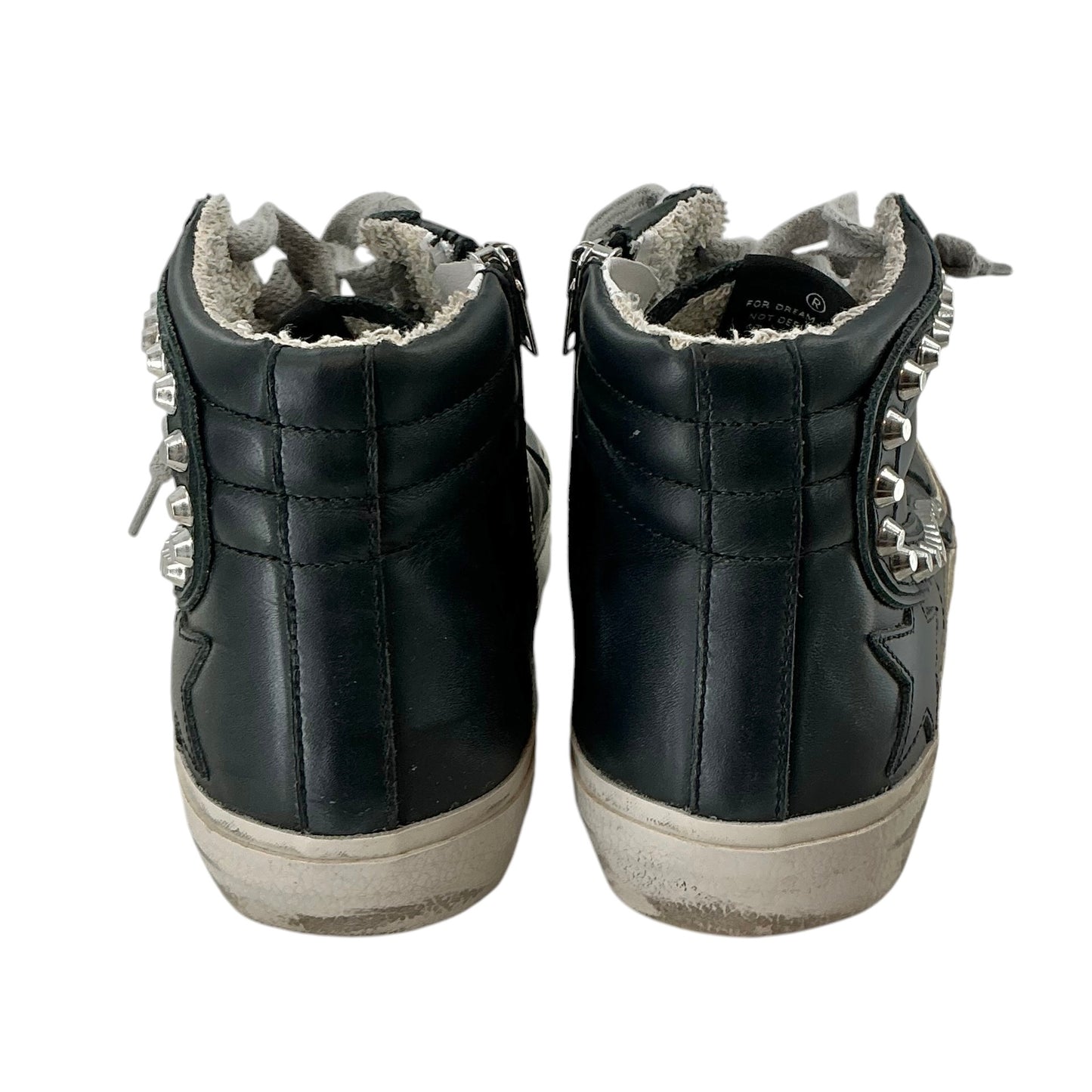 Golden Goose Slide Black Leather Studded High Top Sneakers