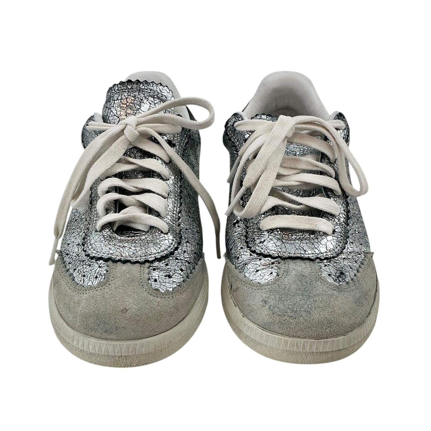 Isabel Marant Bryce Metallic Crackled Silver Sneakers