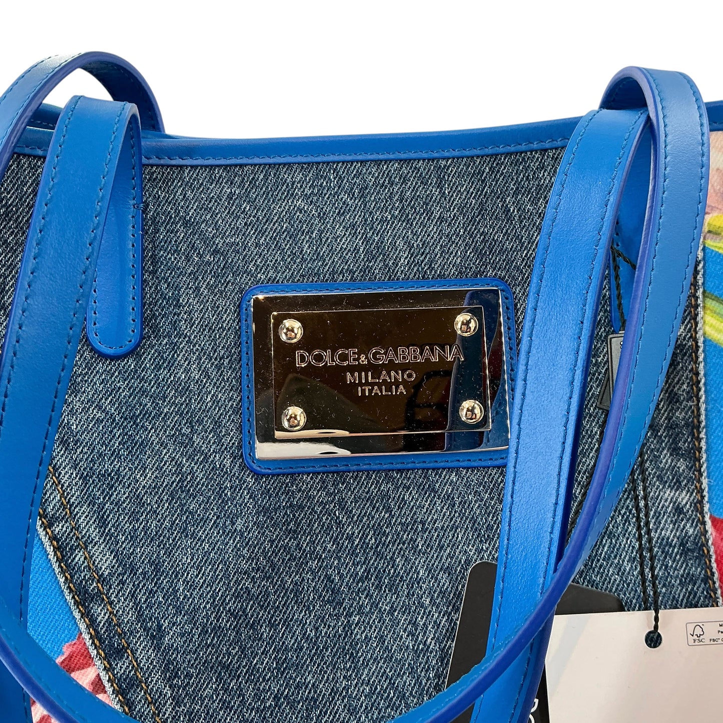 Dolce & Gabbana Large Floral Patchwork Denim Shopping Tote Bag