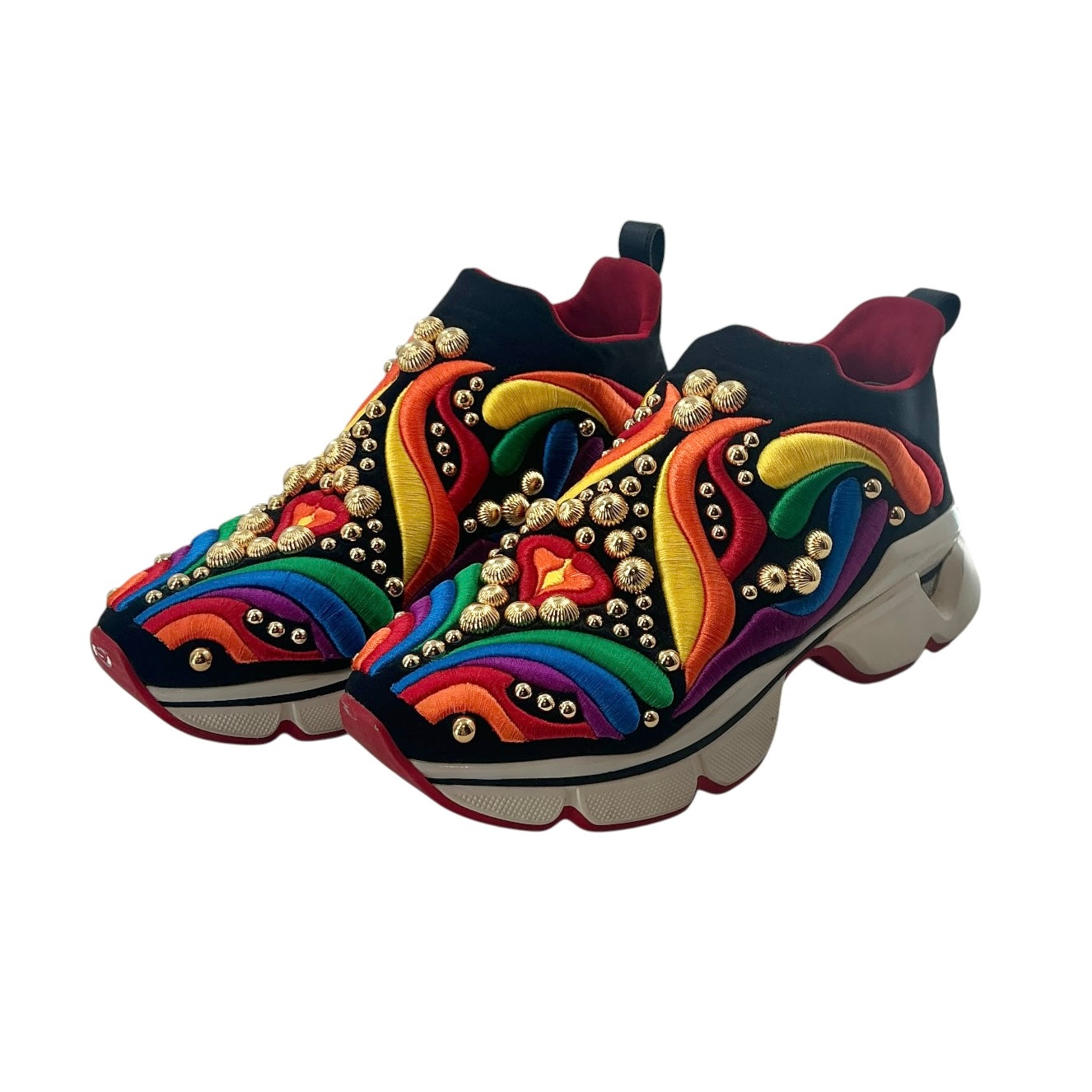 Christian Louboutin Space Sock Donna Rainbow Embroidered Sneakers