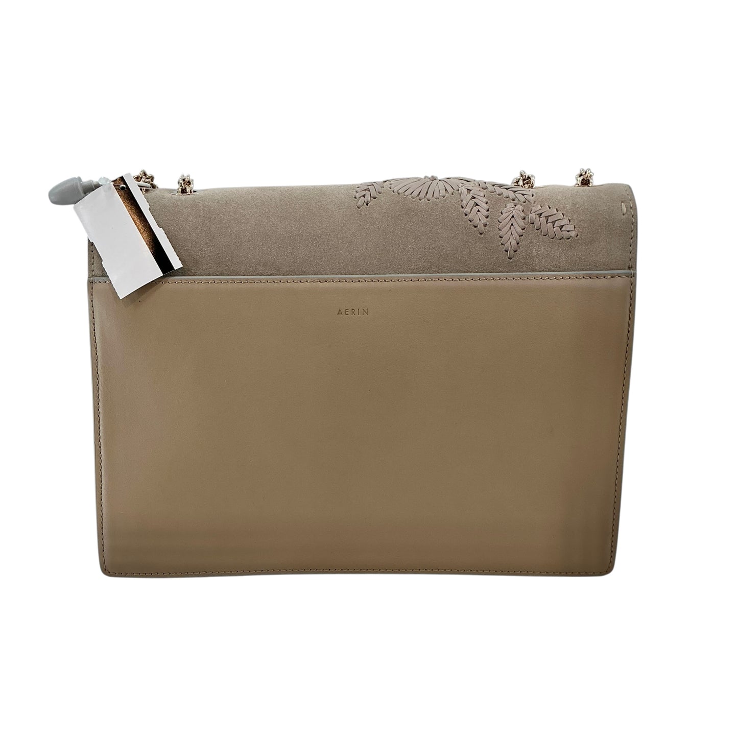 AERIN Resort Collection Embroidered Suede Shoulder Bag – Taupe/Grey