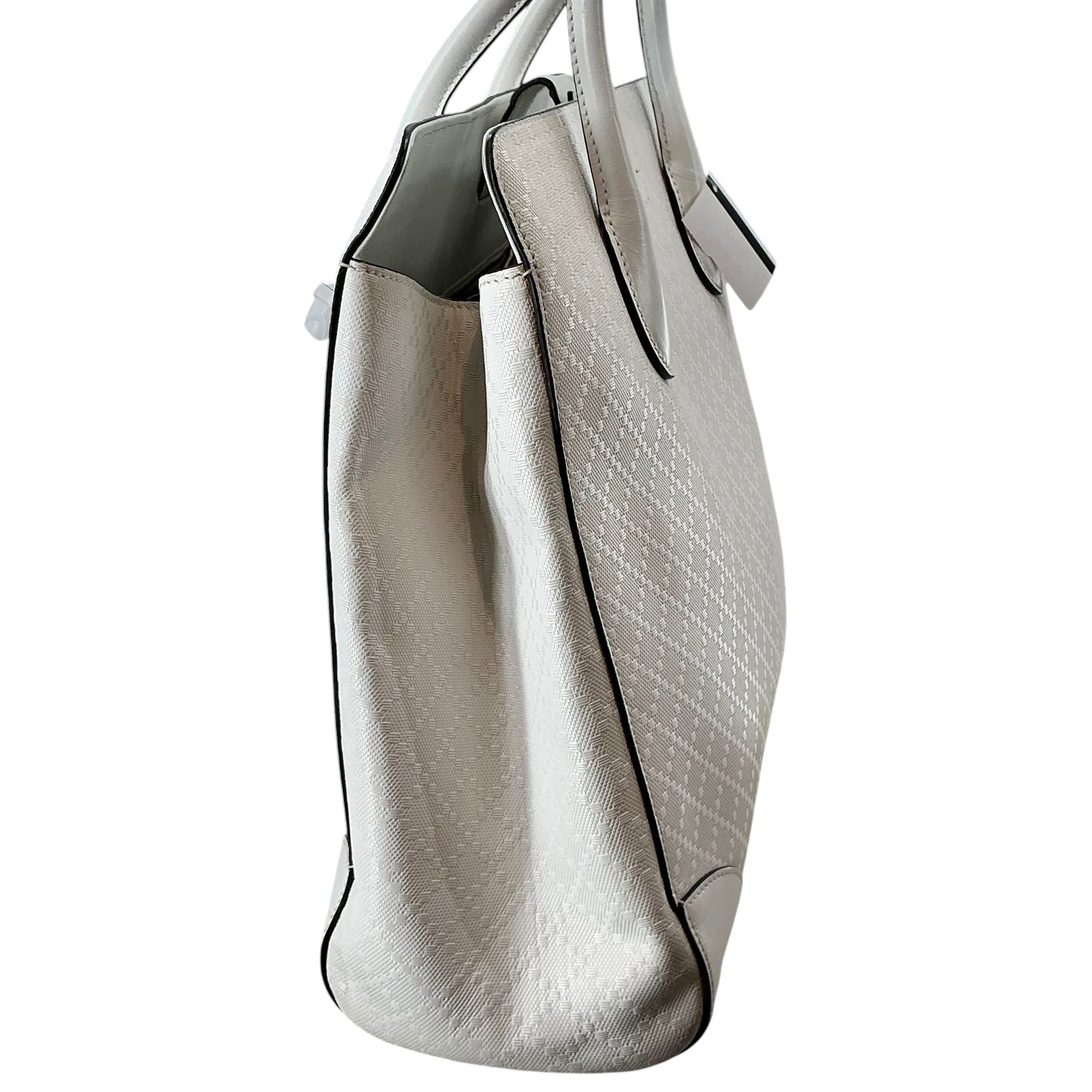 Gucci White Bright Diamante Leather Top Handle Tote Bag