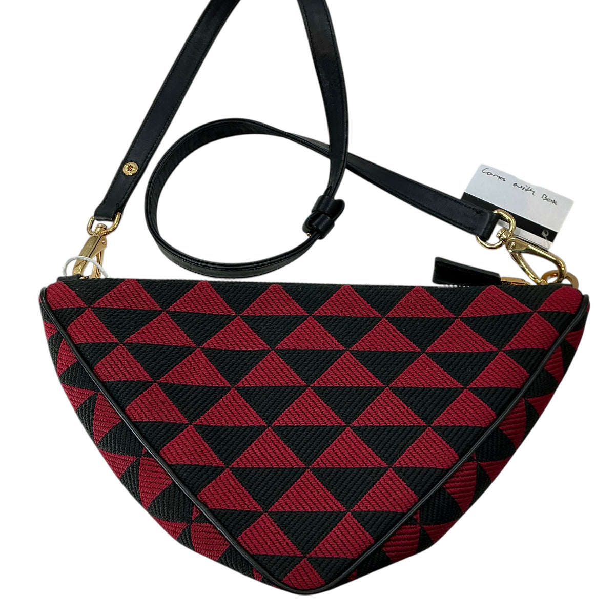 Prada Mini Symbole Triangolo Jacquard Triangle Bag – Black / Ciliegia Red