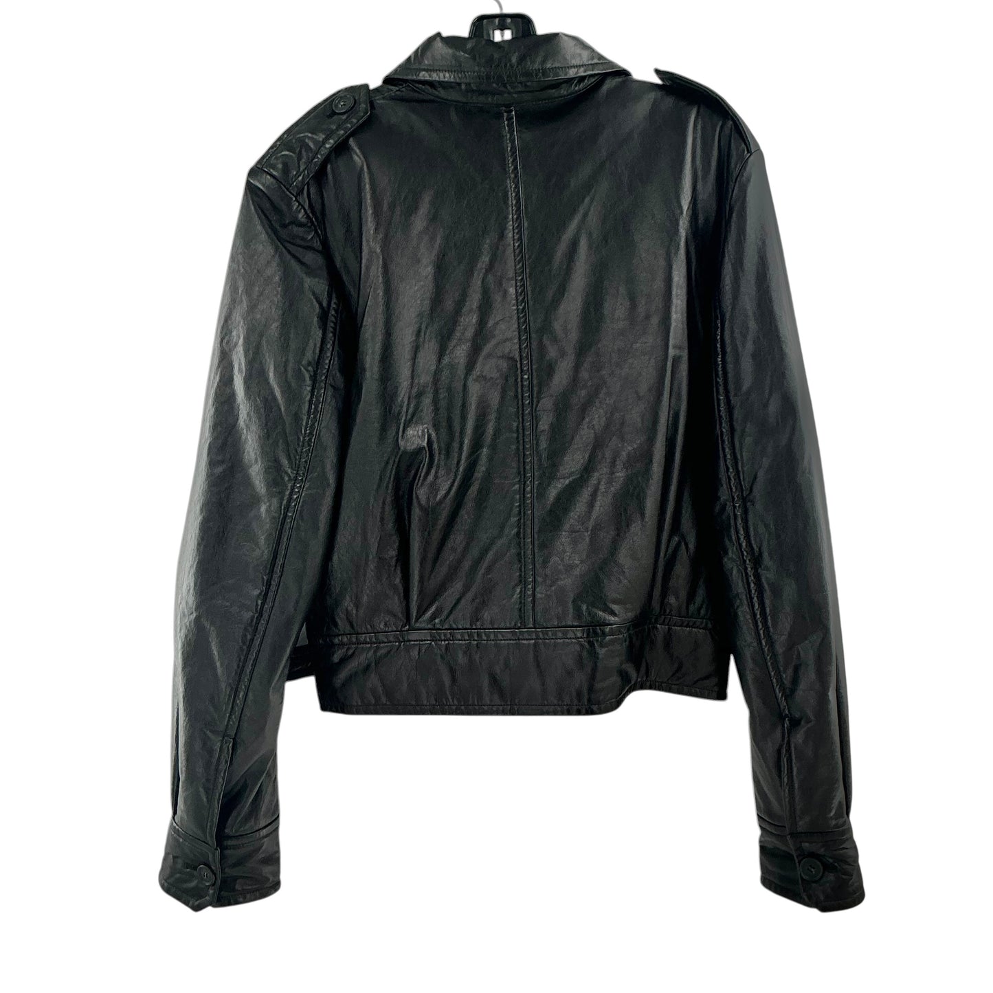 Helmut Lang Black Cropped Belted Leather Utility Jacket
