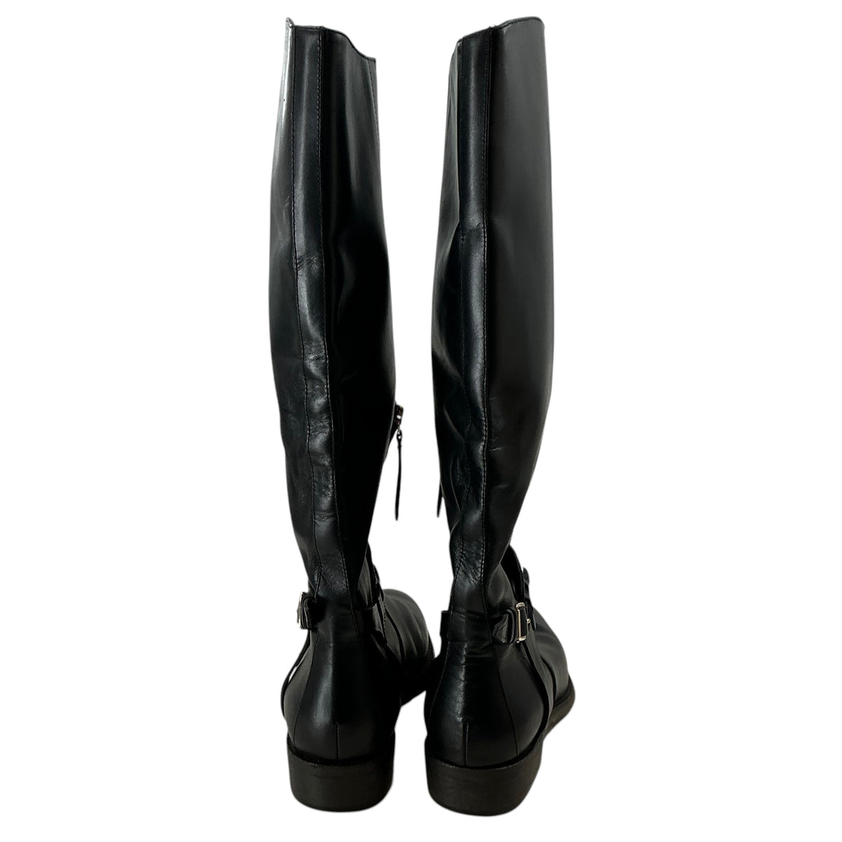 Burberry Black Leather Buckle Riding Boots