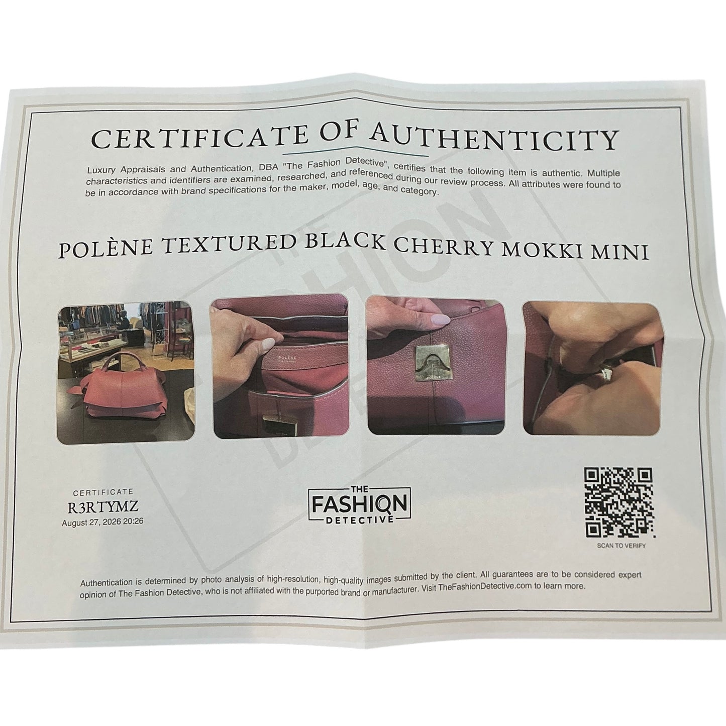 Polène Mokki Bag - Black Cherry Grained Calf Leather Satchel / Crossbody