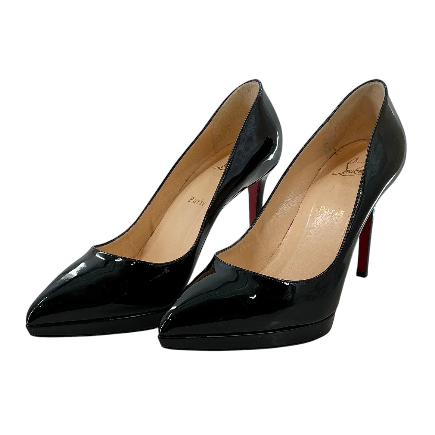 Christian Louboutin Pigalle Plato 100 Black Patent Leather Pumps