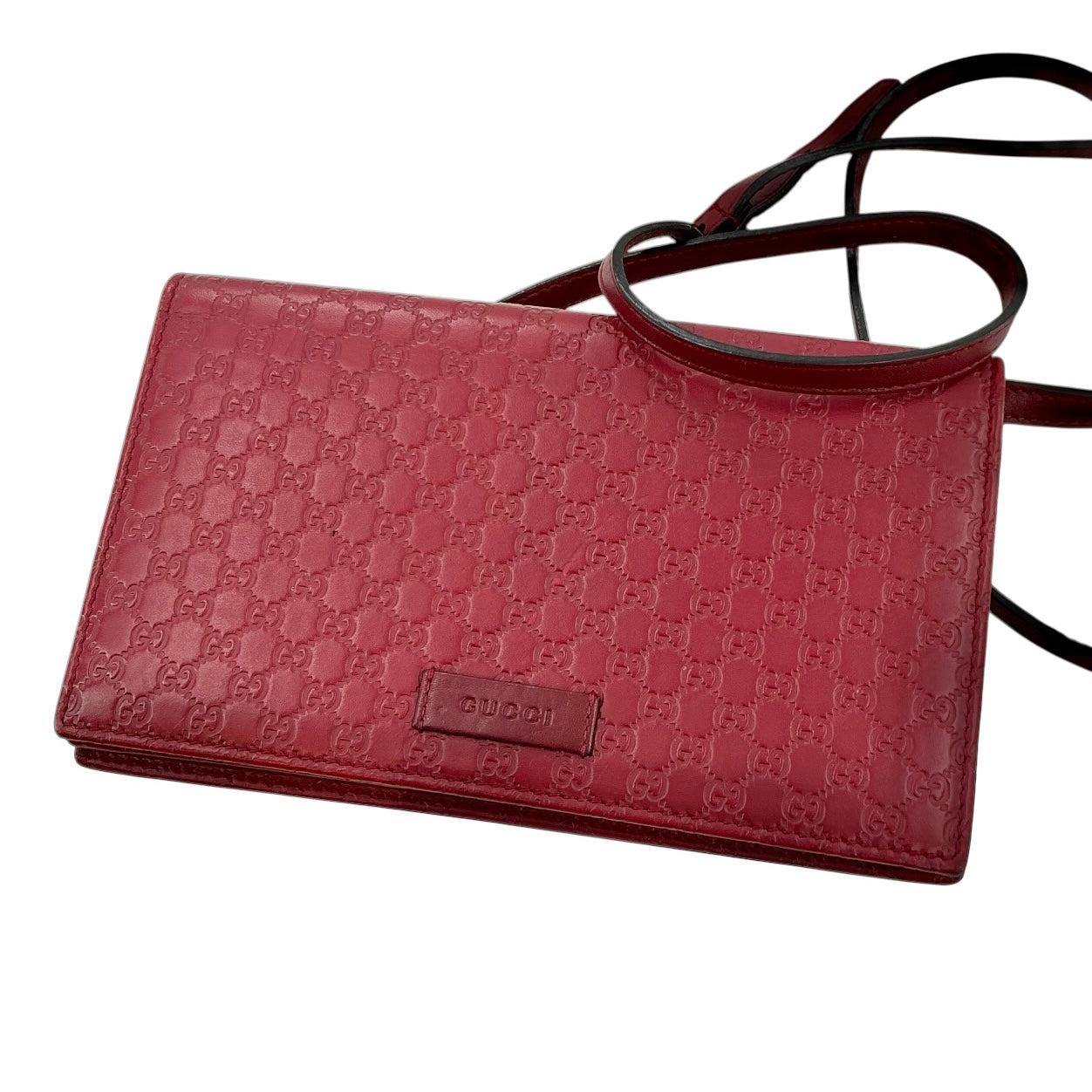 Gucci Red Microguccissima Leather Wallet on Strap