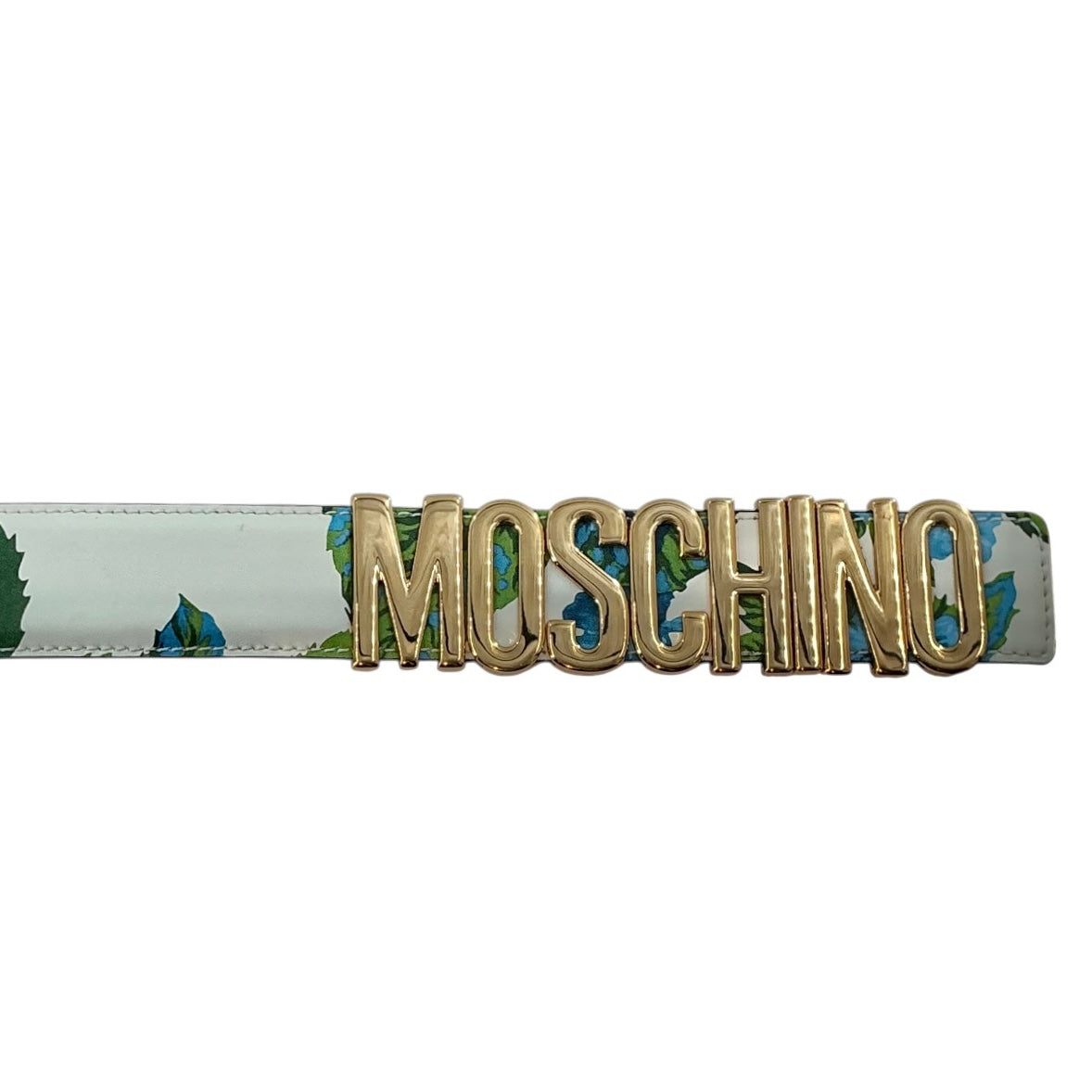 Moschino Floral Leather Logo Belt