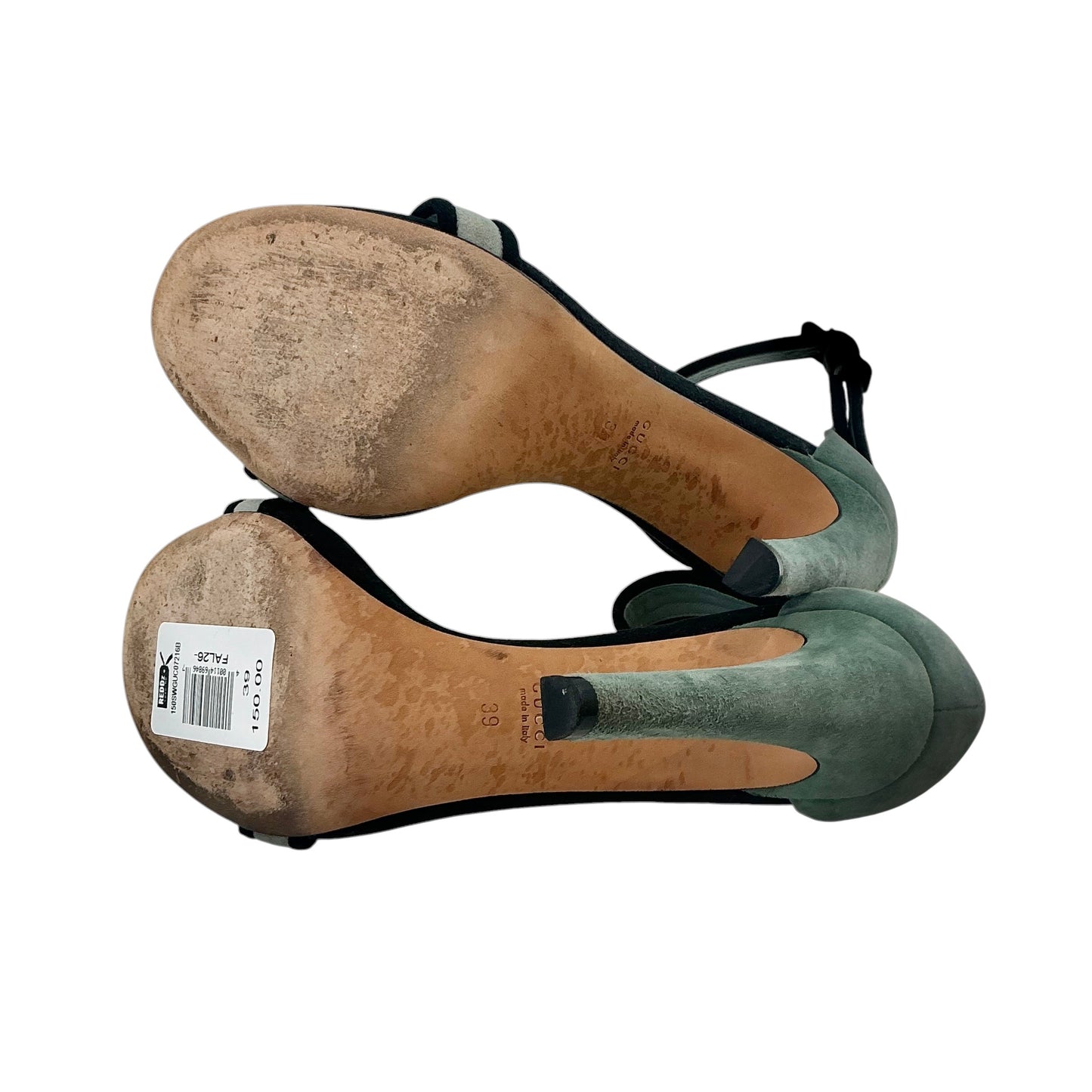 Gucci Suede Two-Tone Colorblock Ankle-Strap Sandals